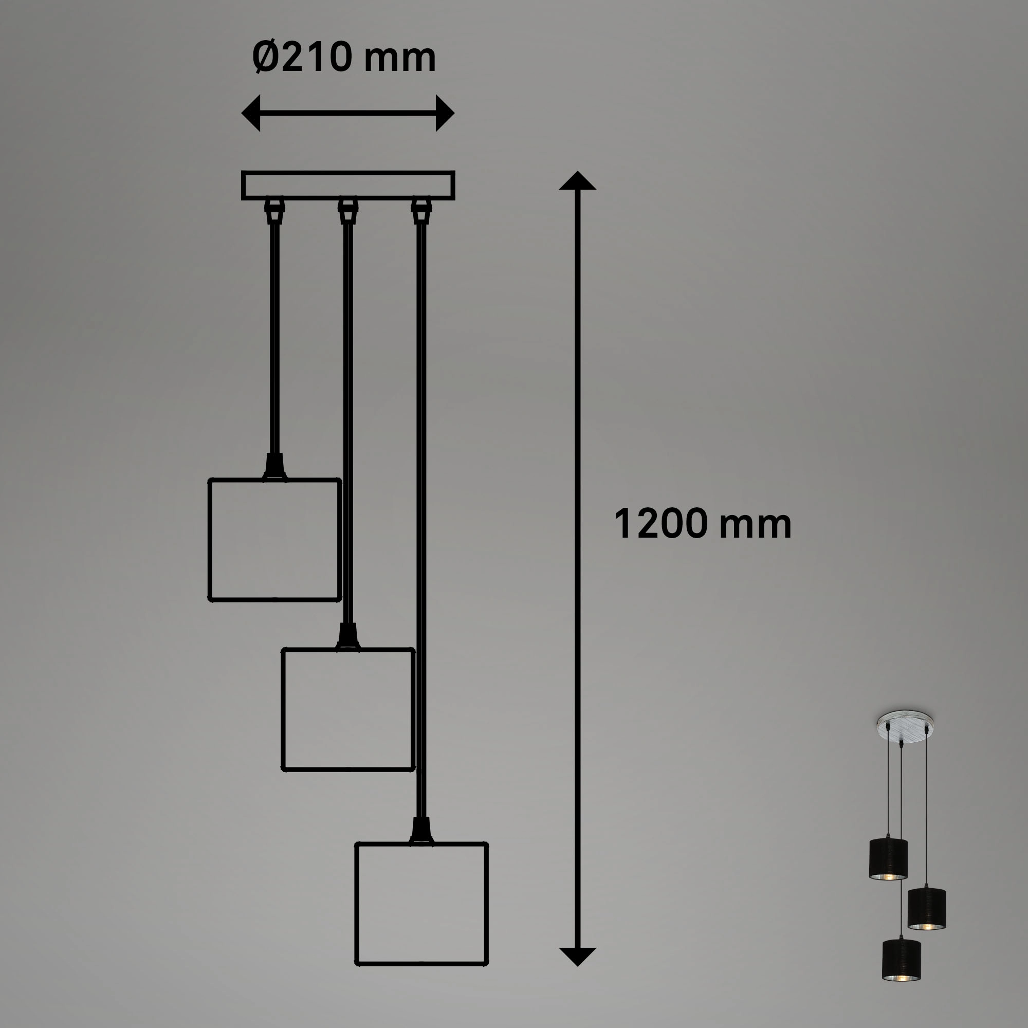 Pendelleuchte, 120 cm, exkl.  3x E14,  antik-silber