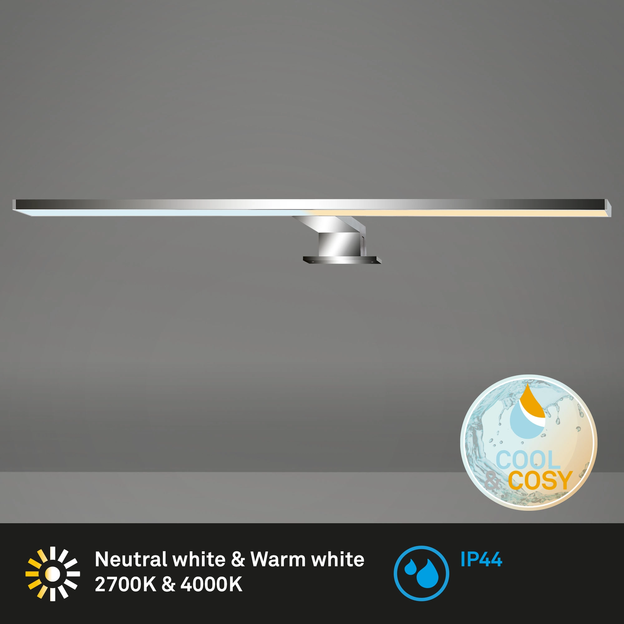 LED Bad-Spiegelleuchte, 60 cm, LED-Platine, 8W, 780 lm, chrom