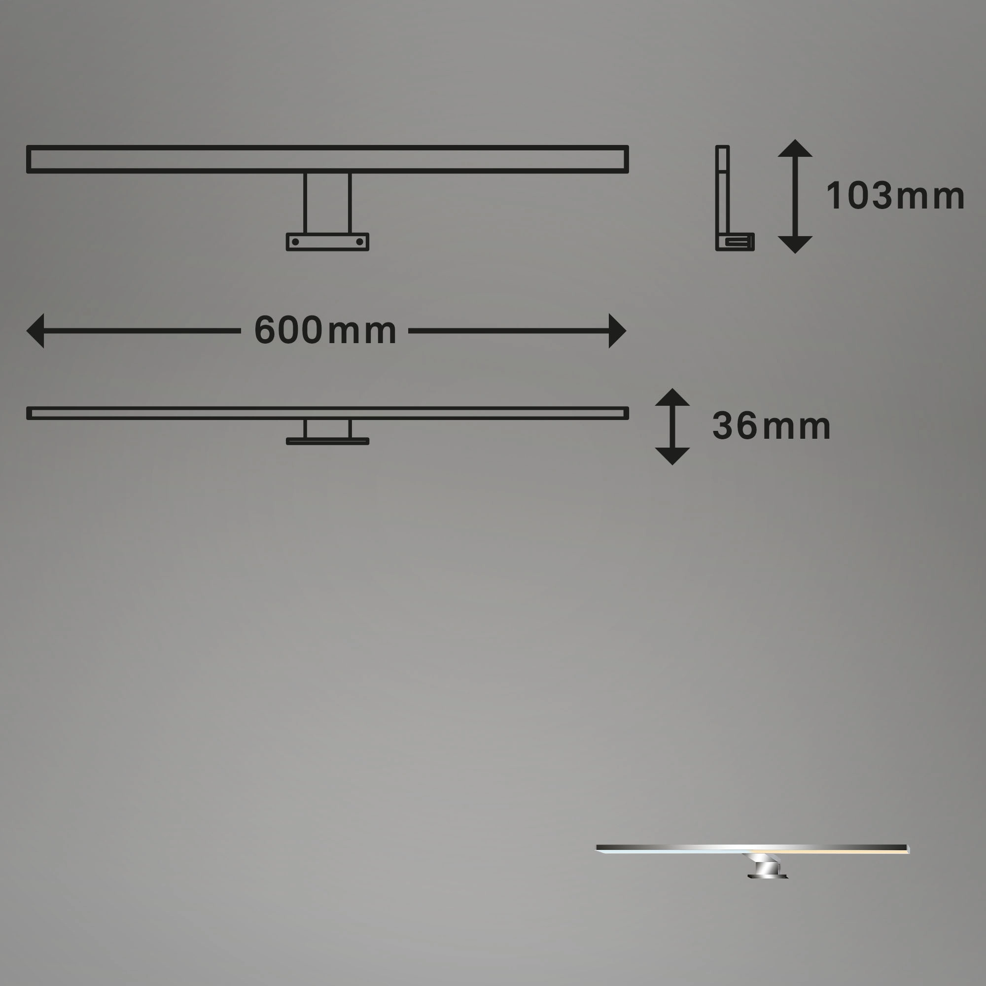 LED Bad-Spiegelleuchte, 60 cm, LED-Platine, 8W, 780 lm, chrom