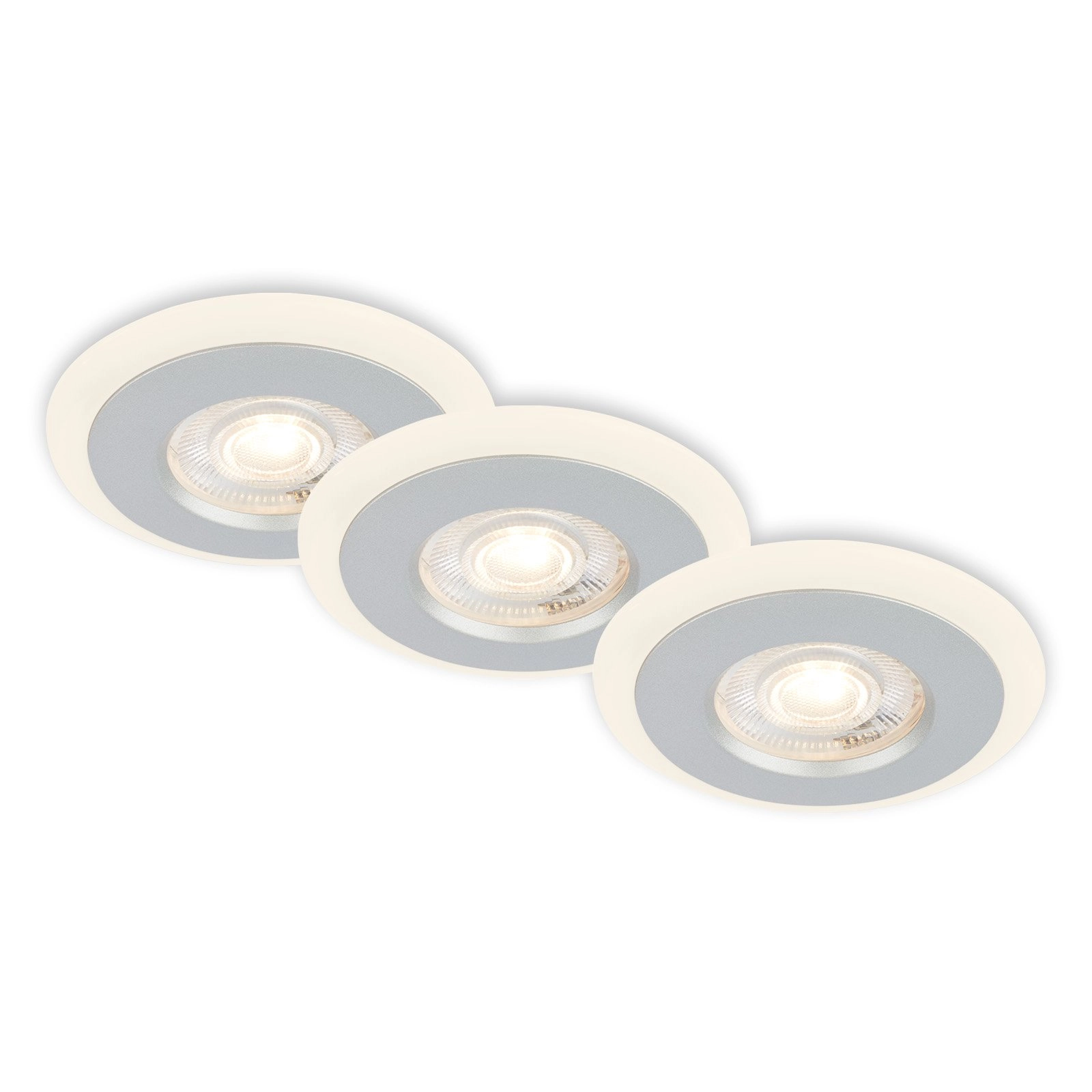 LED Einbauleuchten-Set, Ø8,4 cm, 3x LED, 5 W, 460 lm, chrom-matt