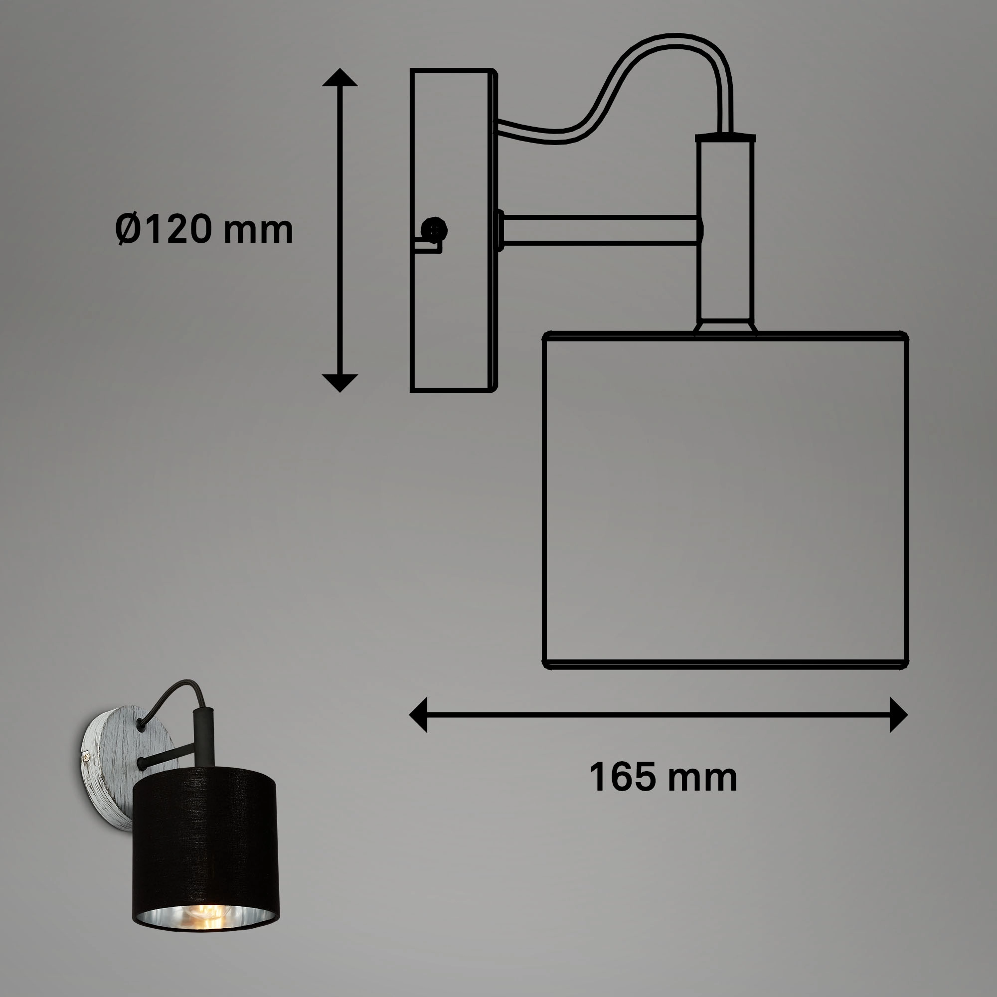 Wandleuchte, Ø 12 cm, exkl. 1x E14, antik-silber