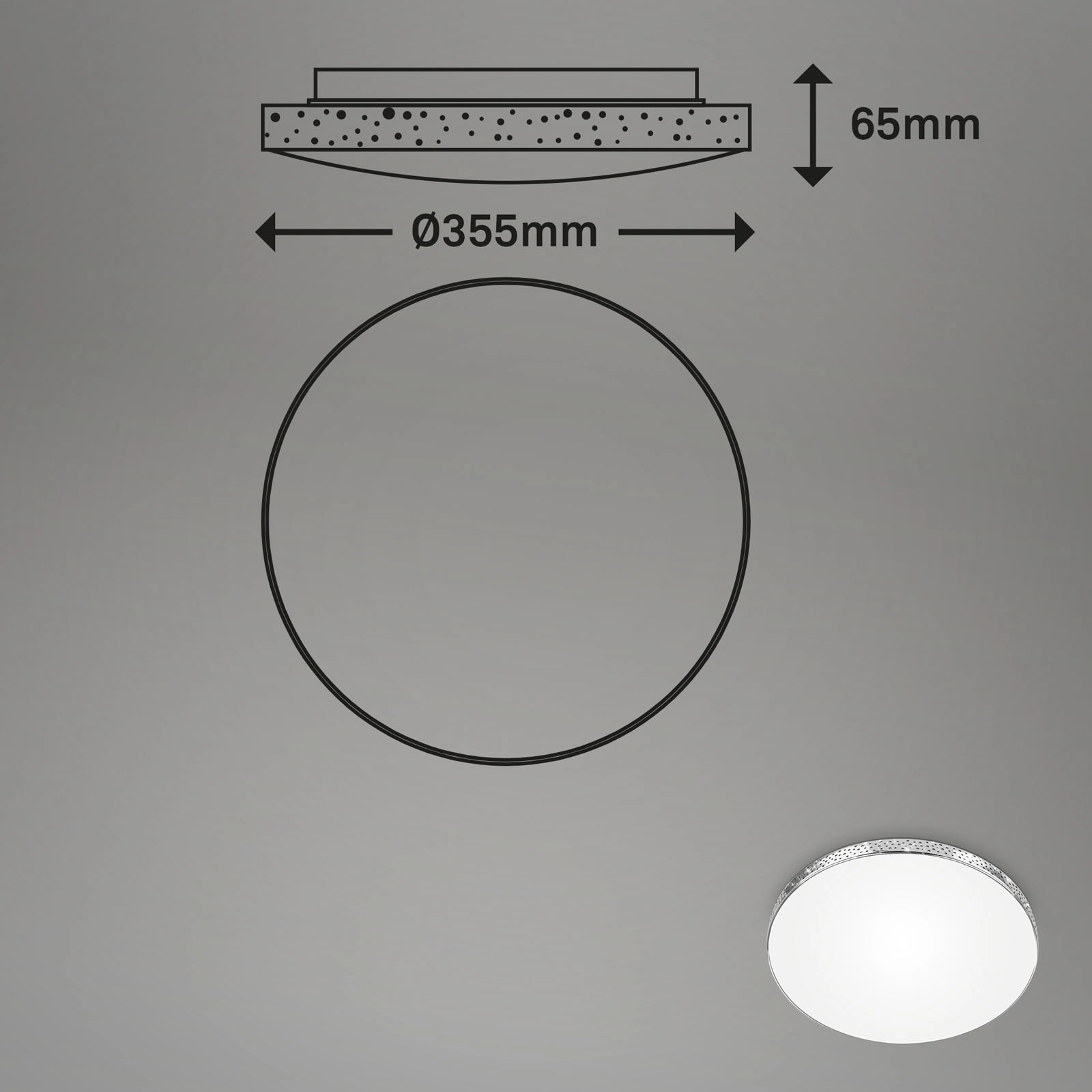 LED Deckenleuchte, Ø 35,5 cm, LED-Modul, 18W, 1850 lm, weiß-chrom