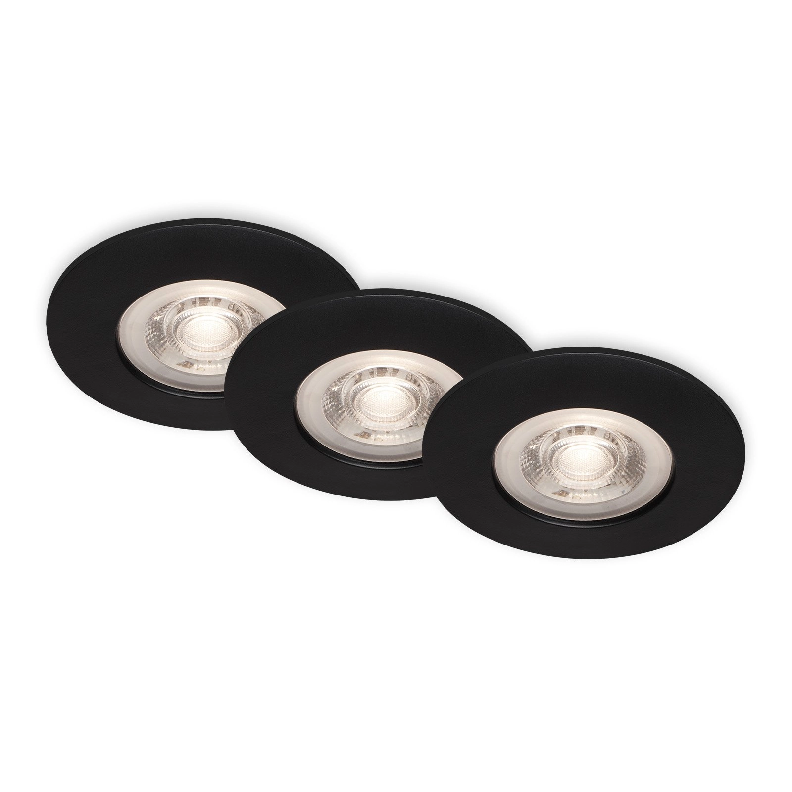 LED Einbauleuchten, Ø9 cm, 3x LED, 4,9 W, 480 lm, schwarz