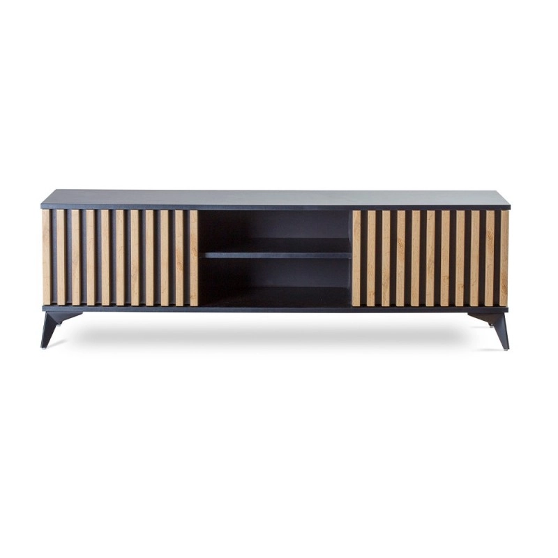 KLEMP - RTV-Schrank mit Lamellen LUNA stehend 161x42.2x51cm Wotan-Eiche
