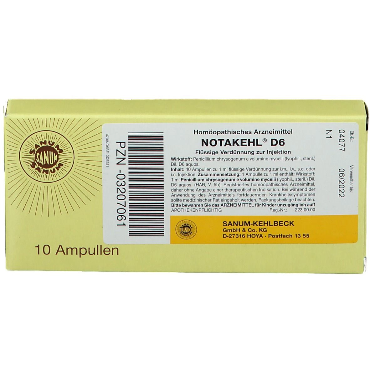 Notakehl® D6 Ampullen