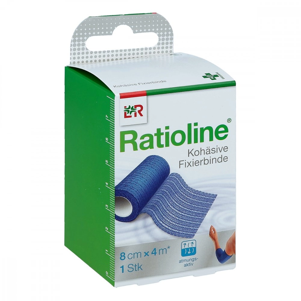 Ratioline acute Fixierbinde kohäsiv 8 cmx4 m blau