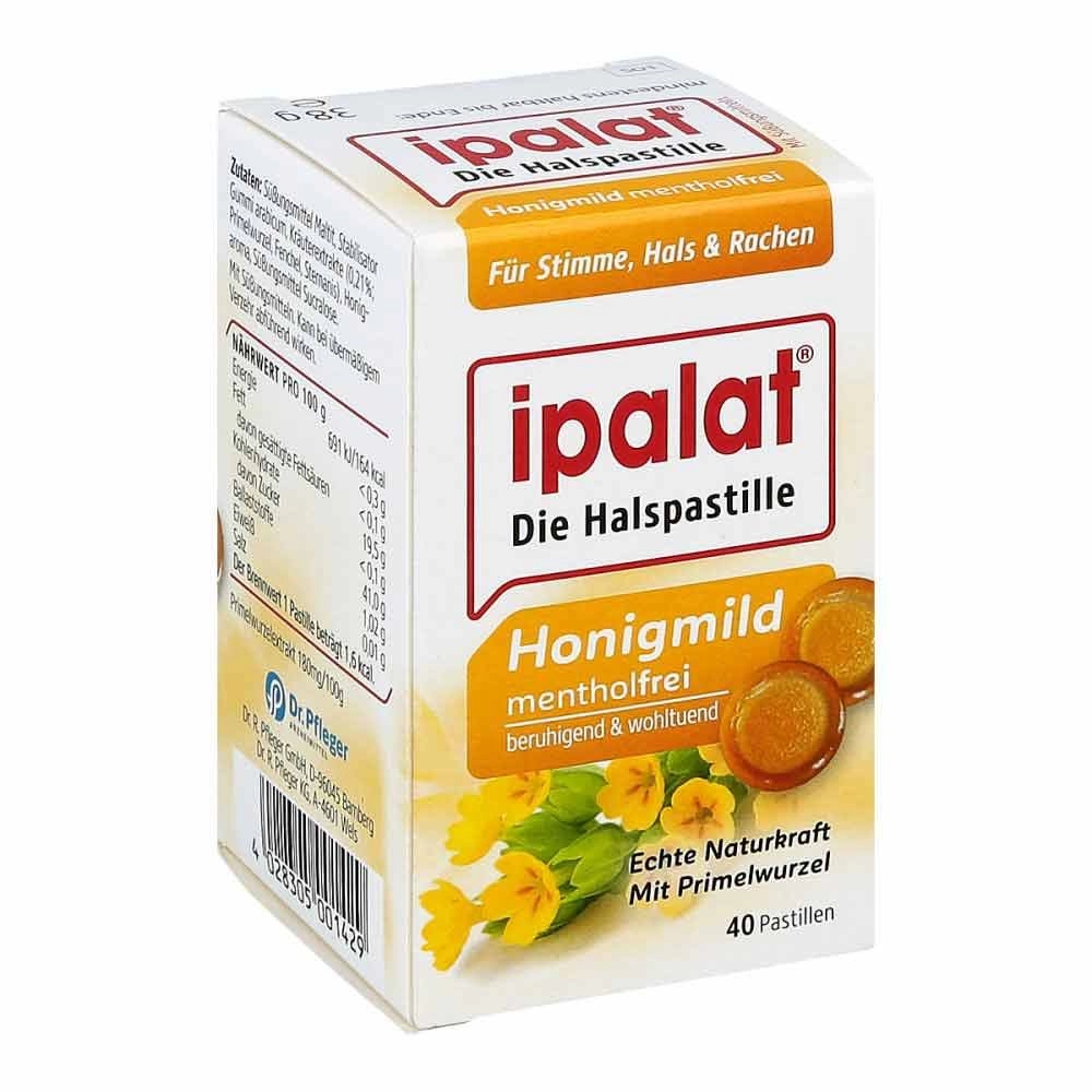 Ipalat Halspastillen honigmild ohne Menthol zuckerfr.