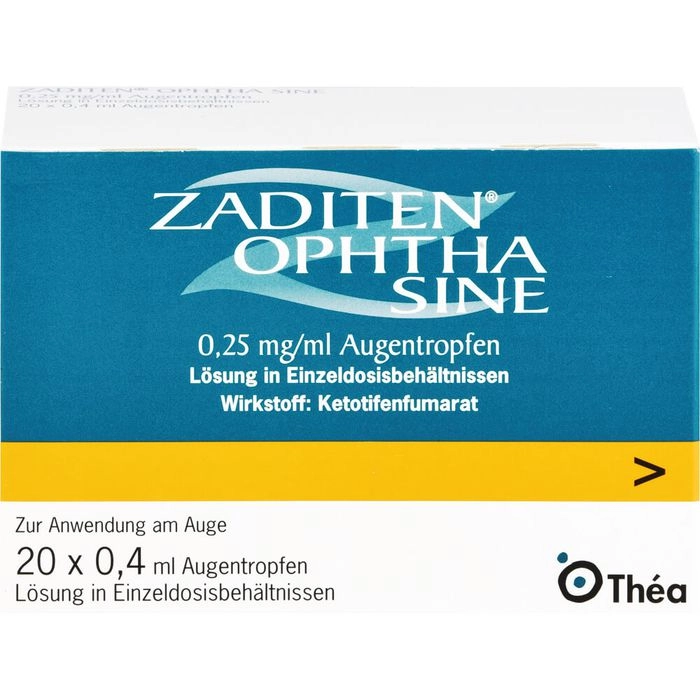 ZADITEN ophtha sine 0,25 mg/ml Augentr.Einzeldos. 20 St.