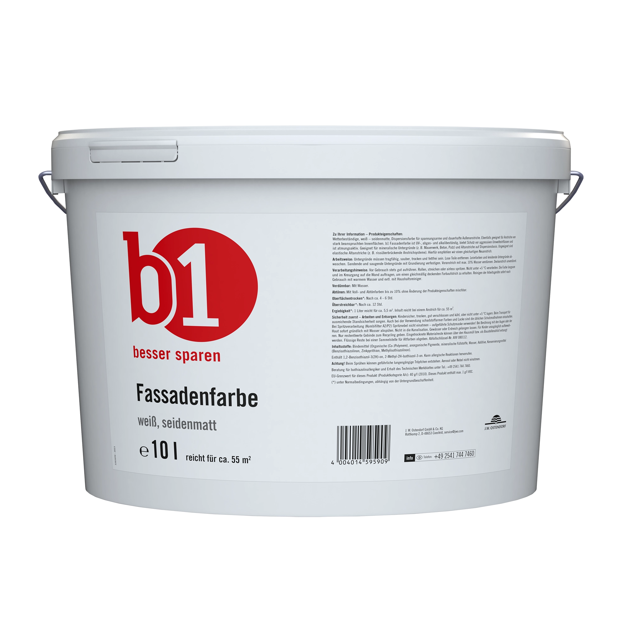B1 Fassadenfarbe weiß seidenmatt 10 l