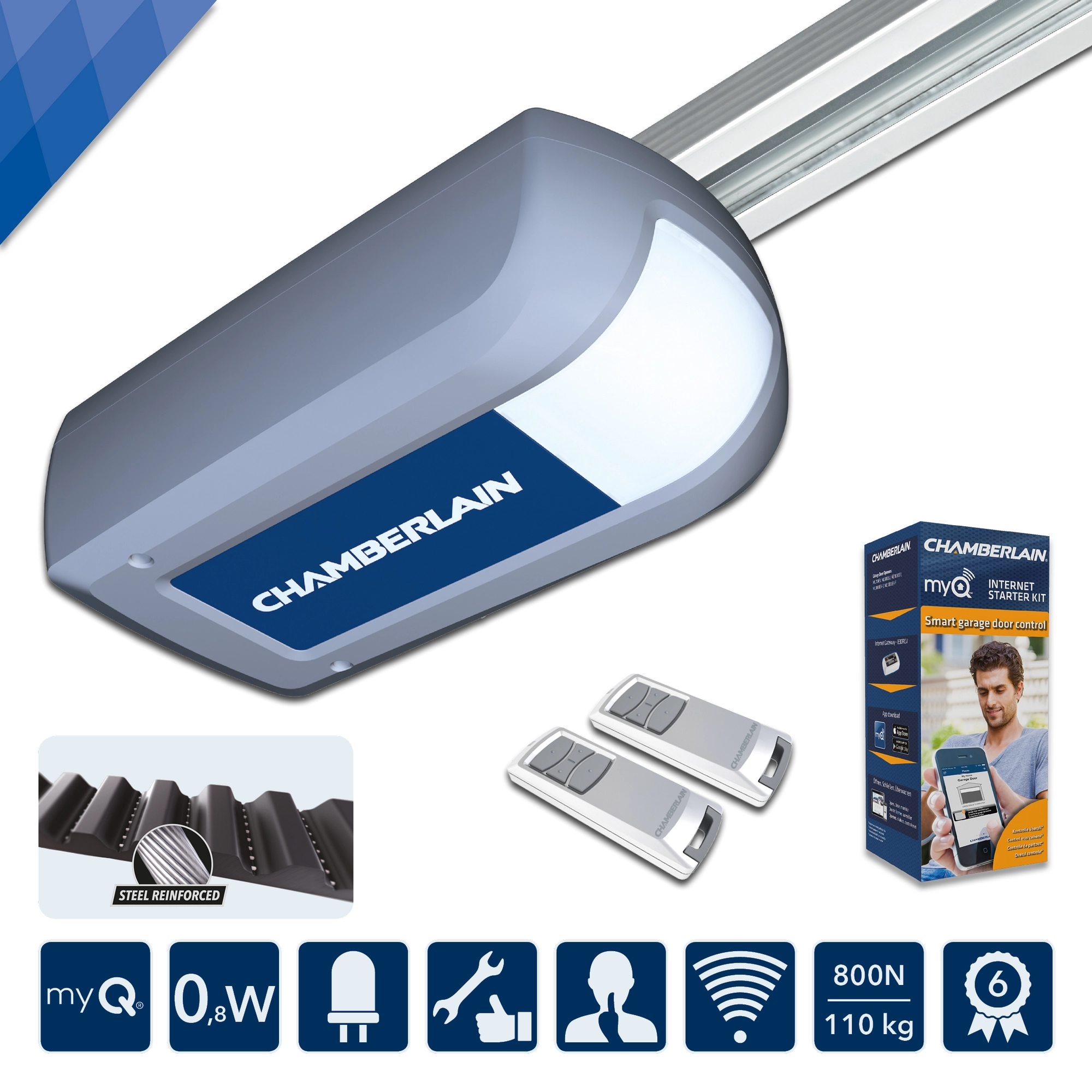 Chamberlain Garagentorantrieb 'ML810EV-Smart' silber, LED-Beleuchtung