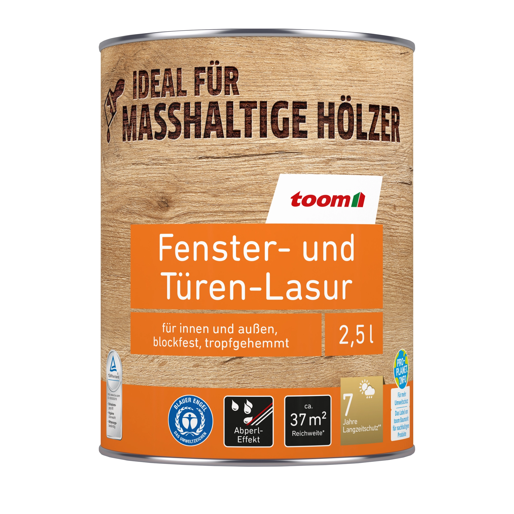 toom Fenster- und Türen-Lasur teakfarben 2,5 l