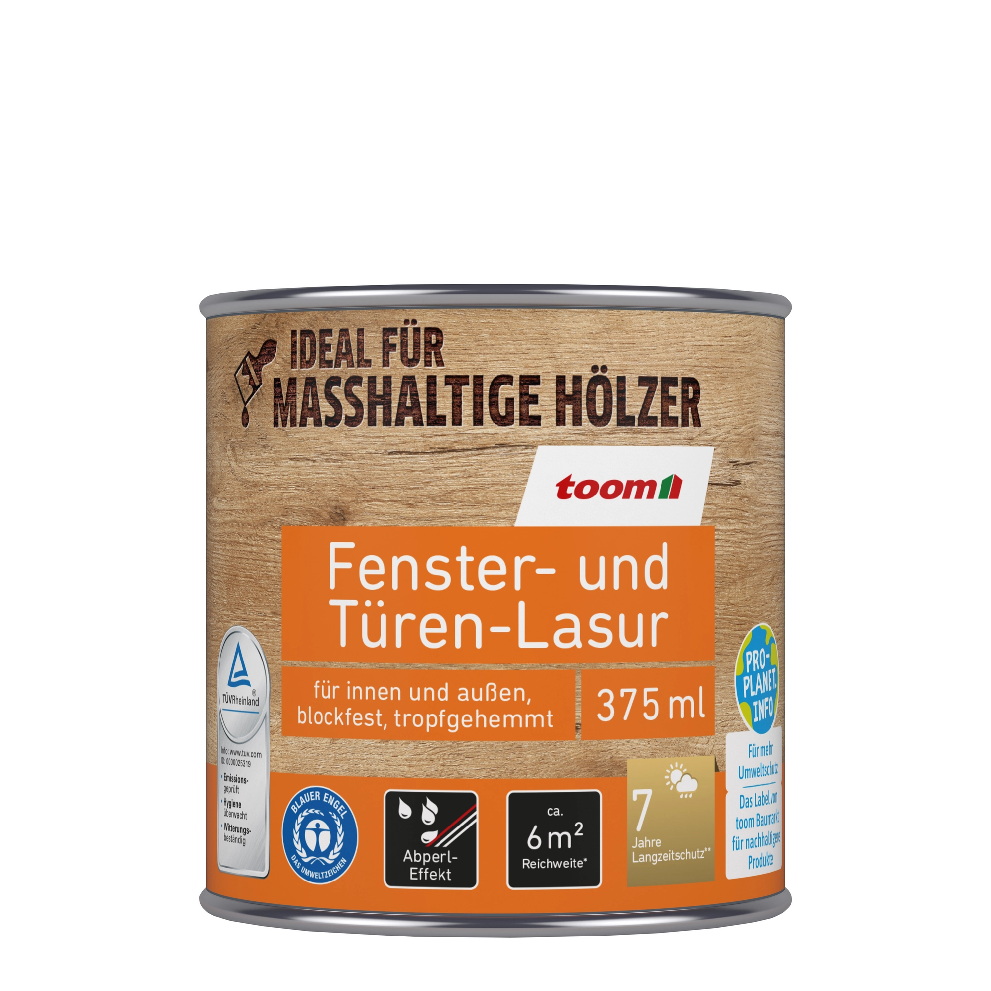 toom Fenster- und Türen-Lasur teakfarben 375 ml