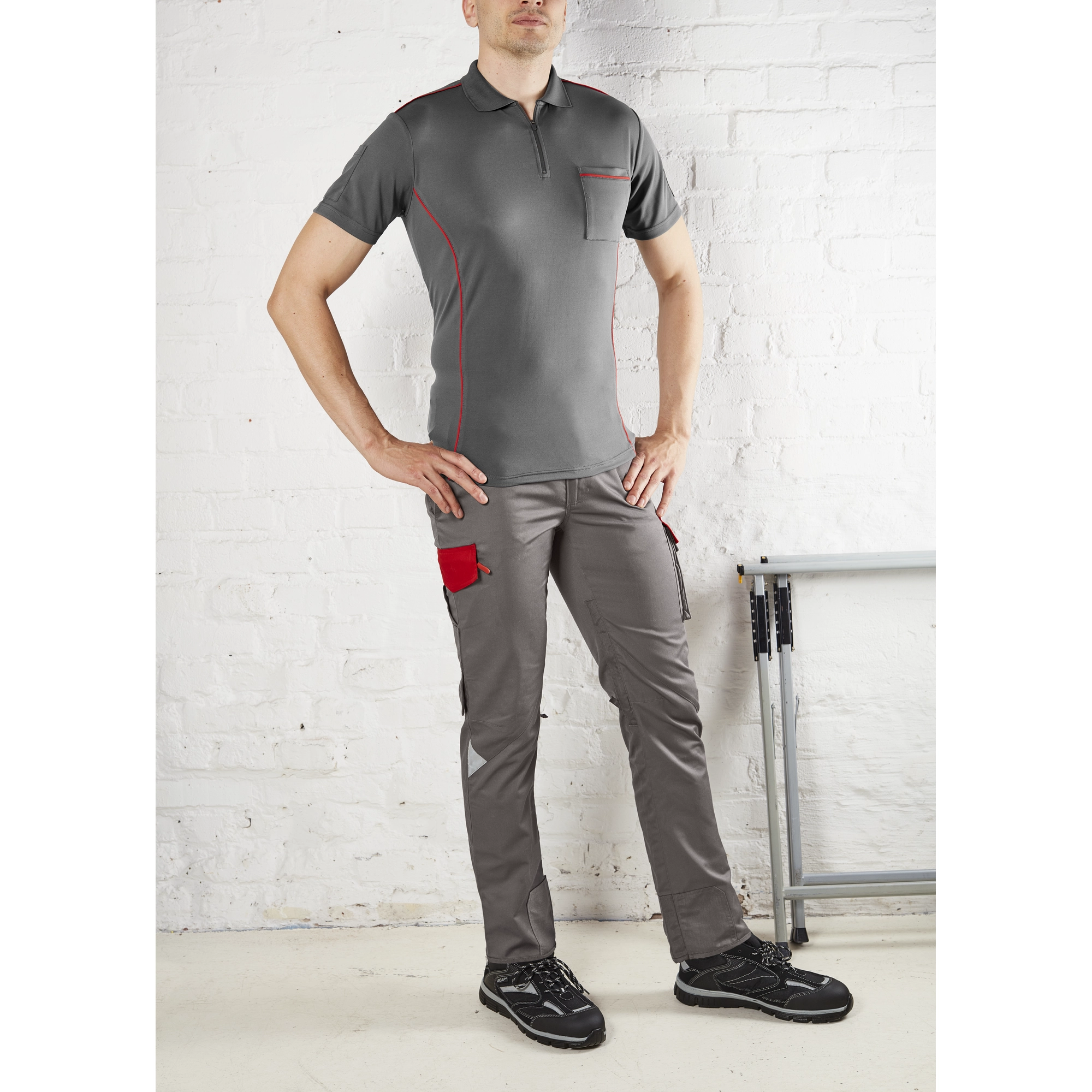 Bauhofer Poloshirt 'B-100' grau Größe L