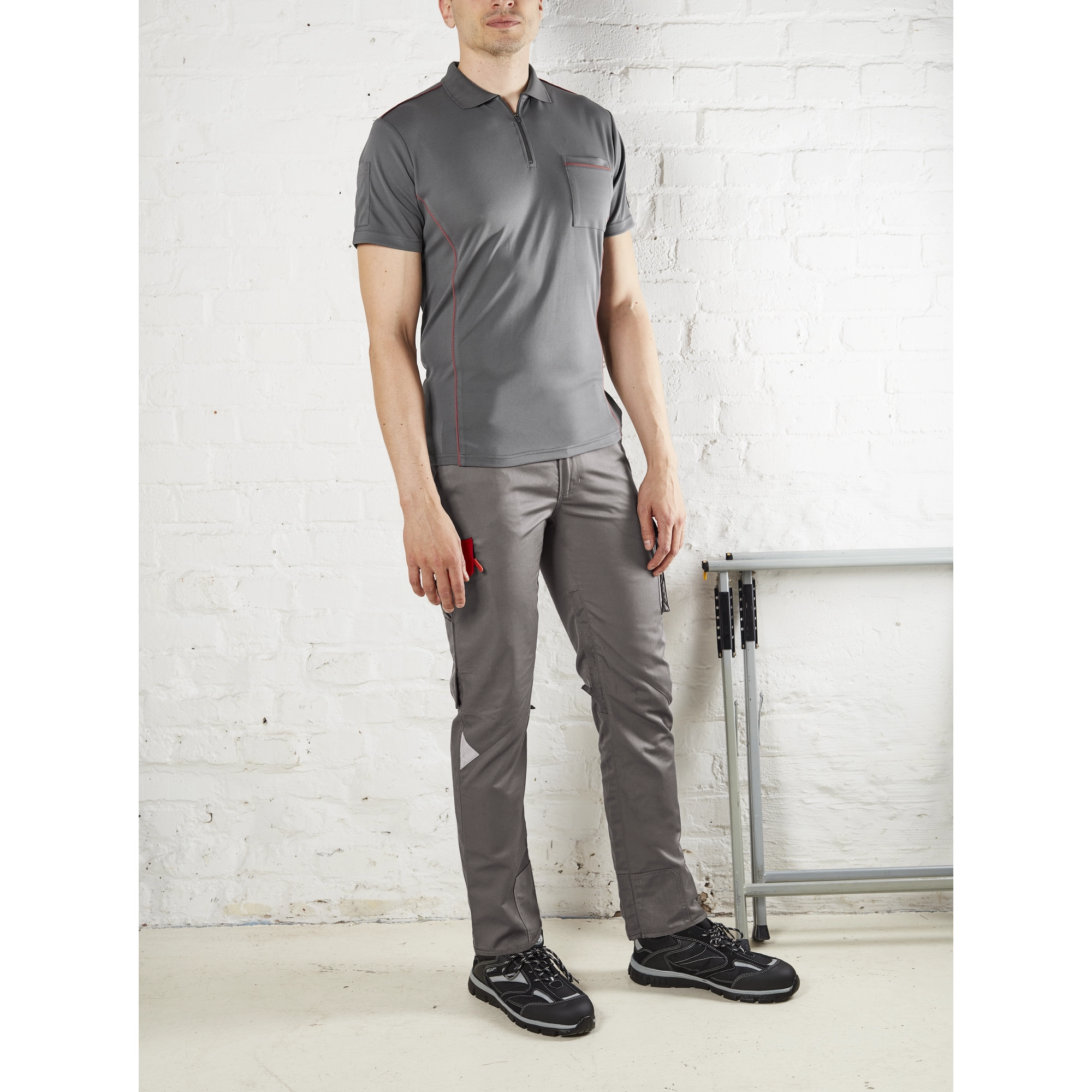 Bauhofer Poloshirt 'B-100' grau Größe L