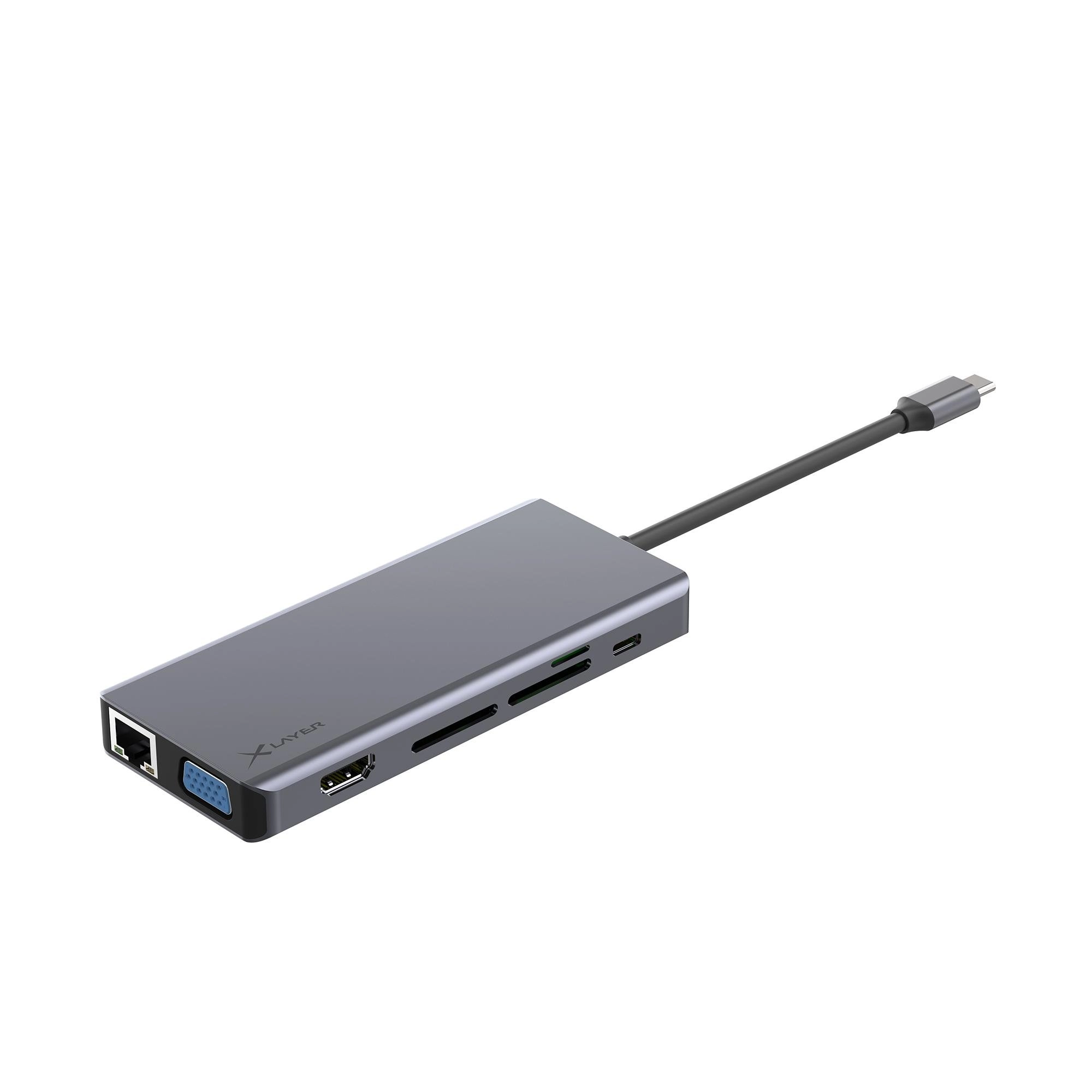 USB Typ C Hub 13-in-1 grau USB-Hub