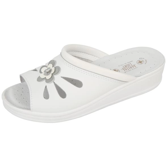 SANITAL LIGHT Damen Leder-Pantolette, weiß