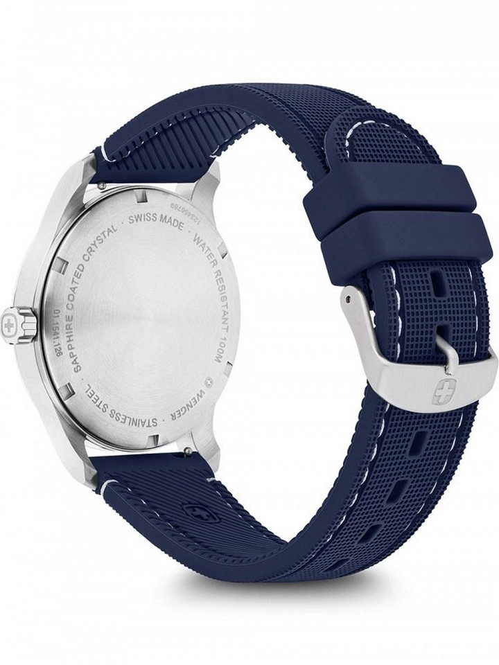 Wenger Herrenuhr "Attitude" Quarz, weiß/blau