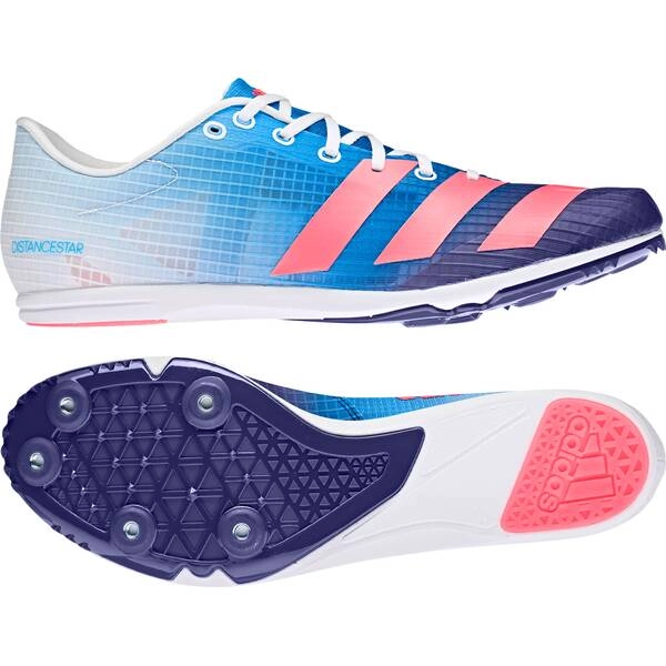 Adidas Distancestar Spikeschuhe Blau Rot SS22, Größe UK 9.5