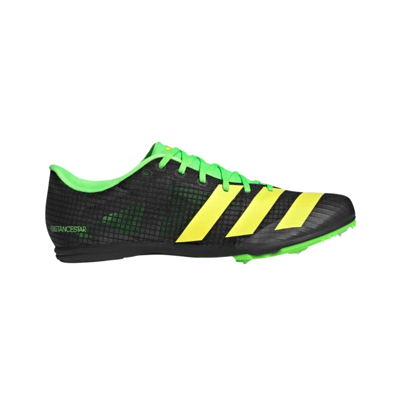 Adidas Distancestar Spikeschuhe Schwarz Grün AW22, Größe UK 6.5