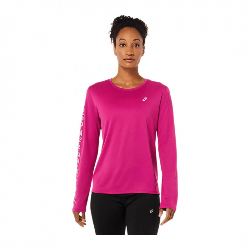 Asics Katakana Langärmliges Damenshirt Magenta, Größe S