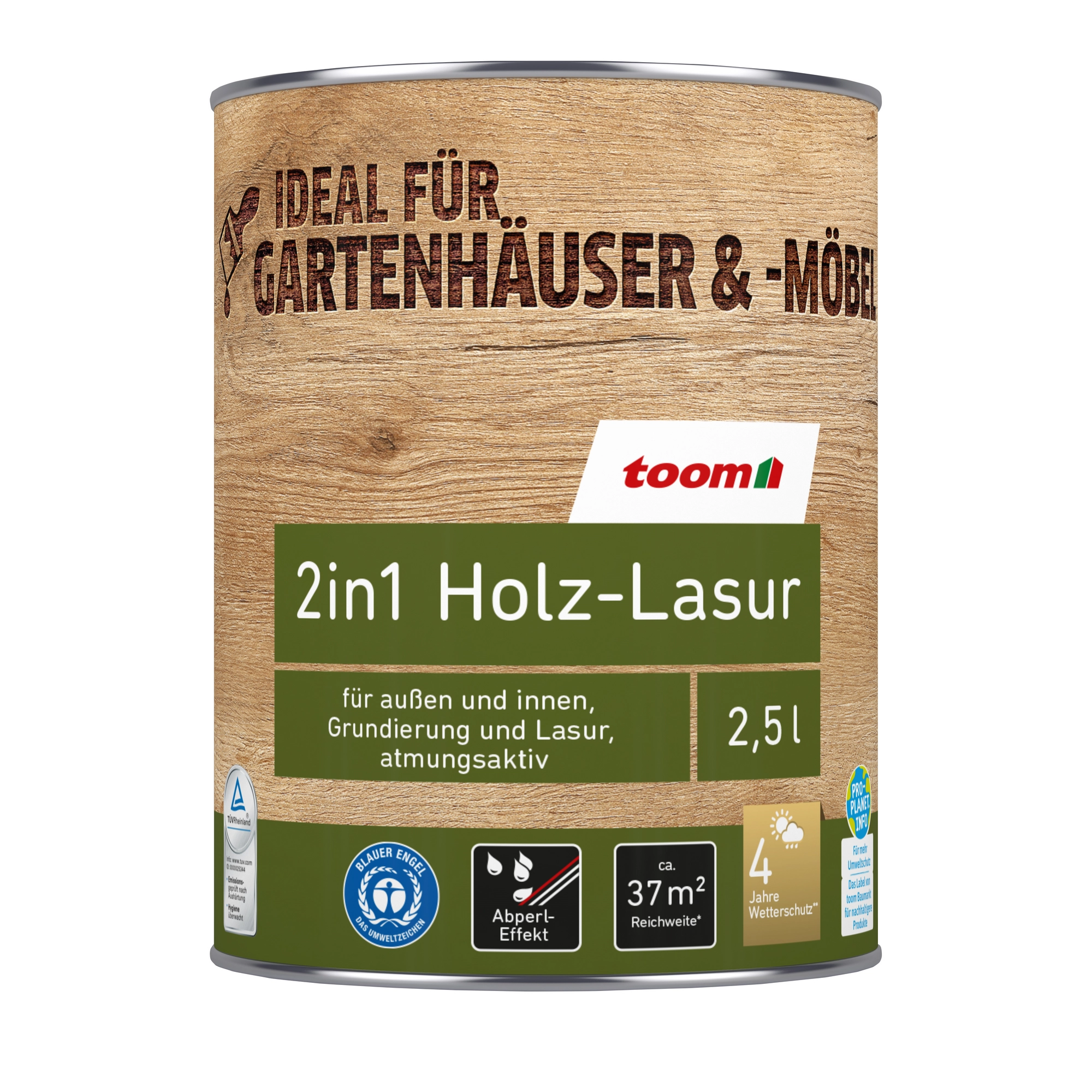 toom 2in1 Holzlasur teakfarben 2,5 l