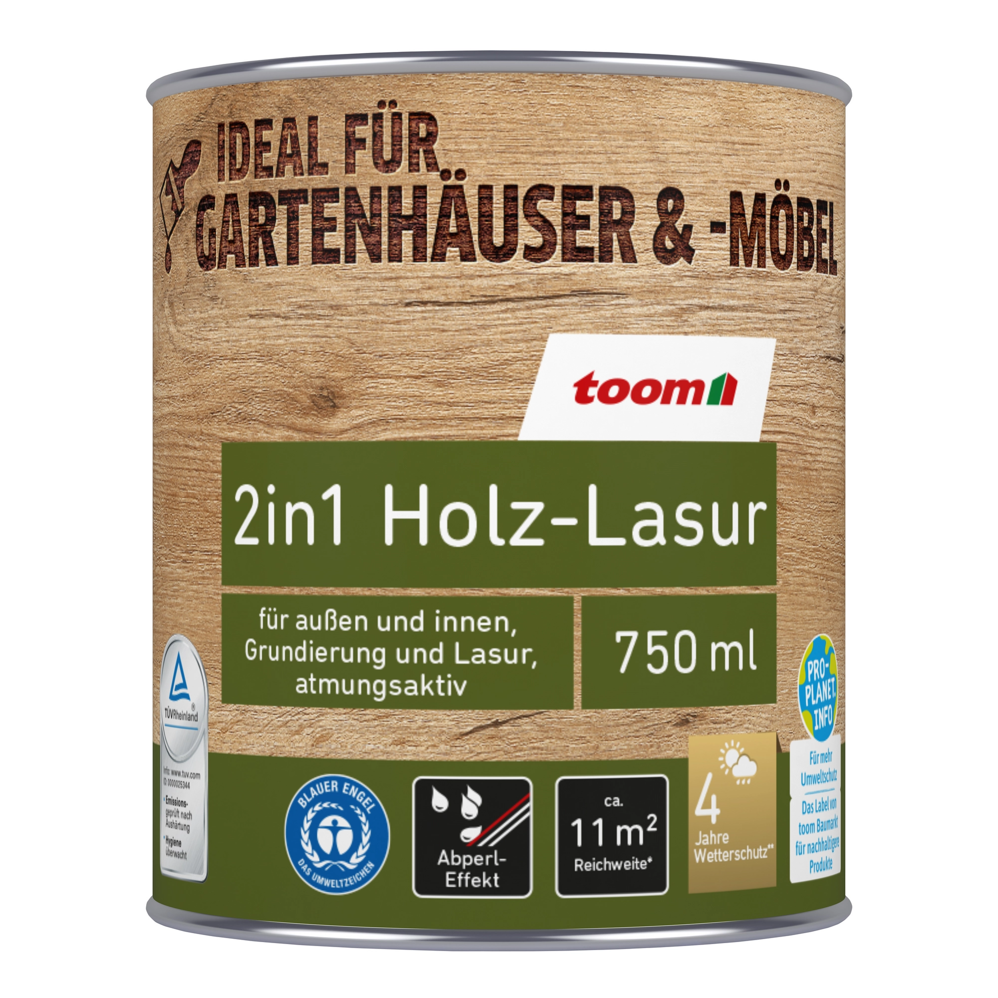 toom 2in1 Holzlasur eichefarben 750 ml