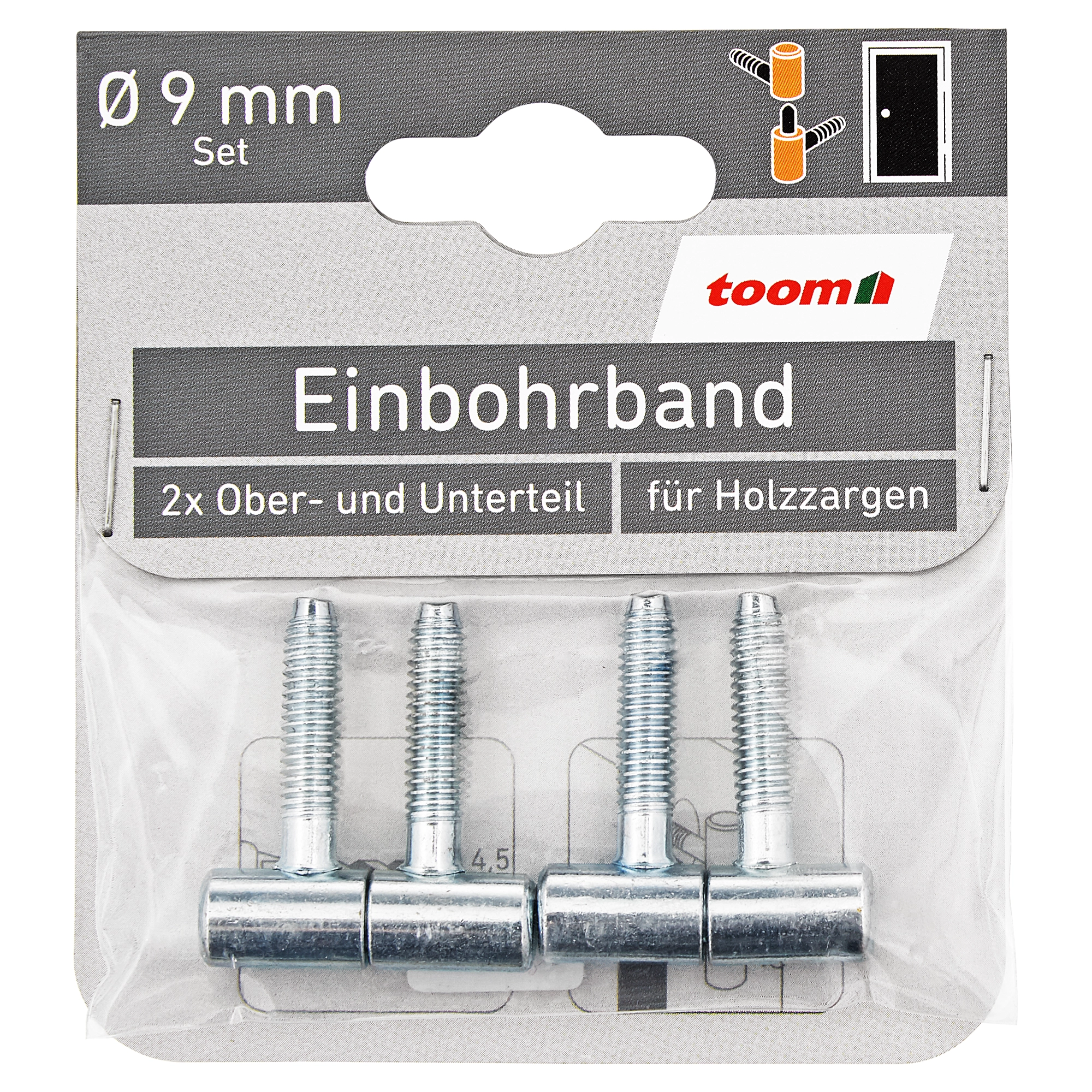 toom Einbohrbänder verzinkt 2 Stück Ober- und Unterteil Ø 9 mm