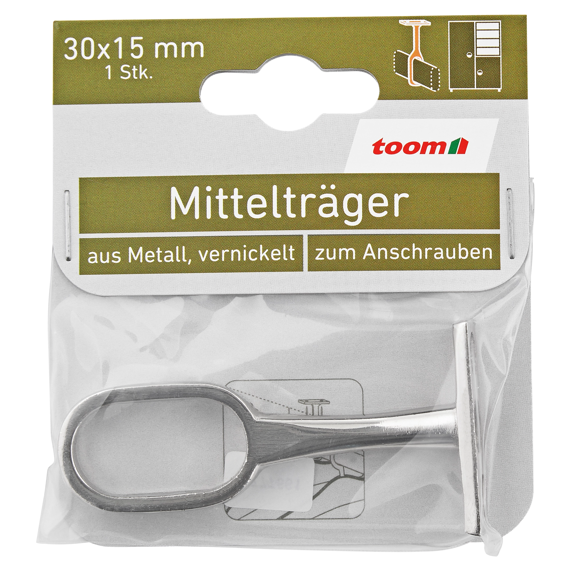 toom Mittelträger oval 30 x 15 mm nickelfarben