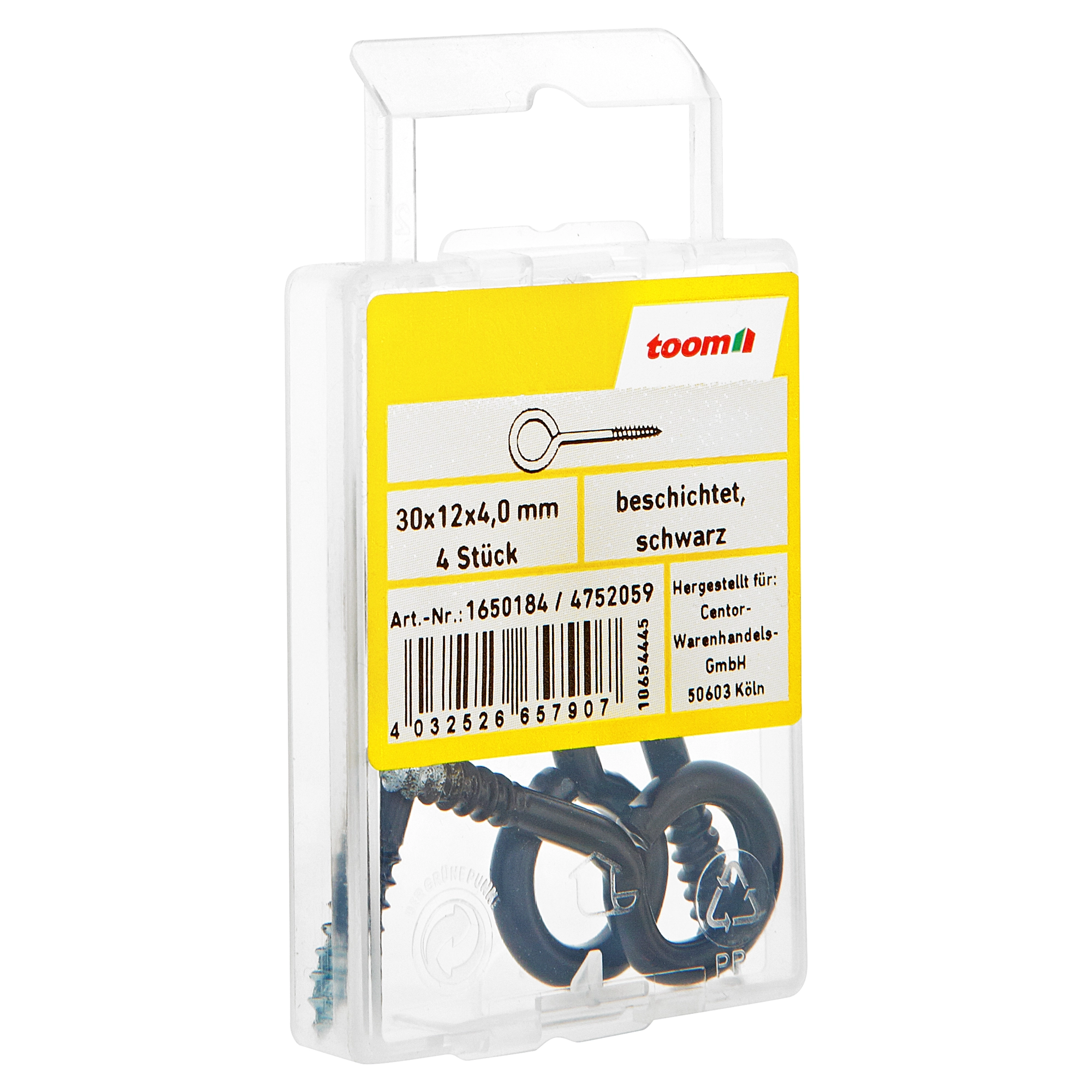 toom Ringschrauben schwarz 30 x 12 x 4 mm 4 Stück