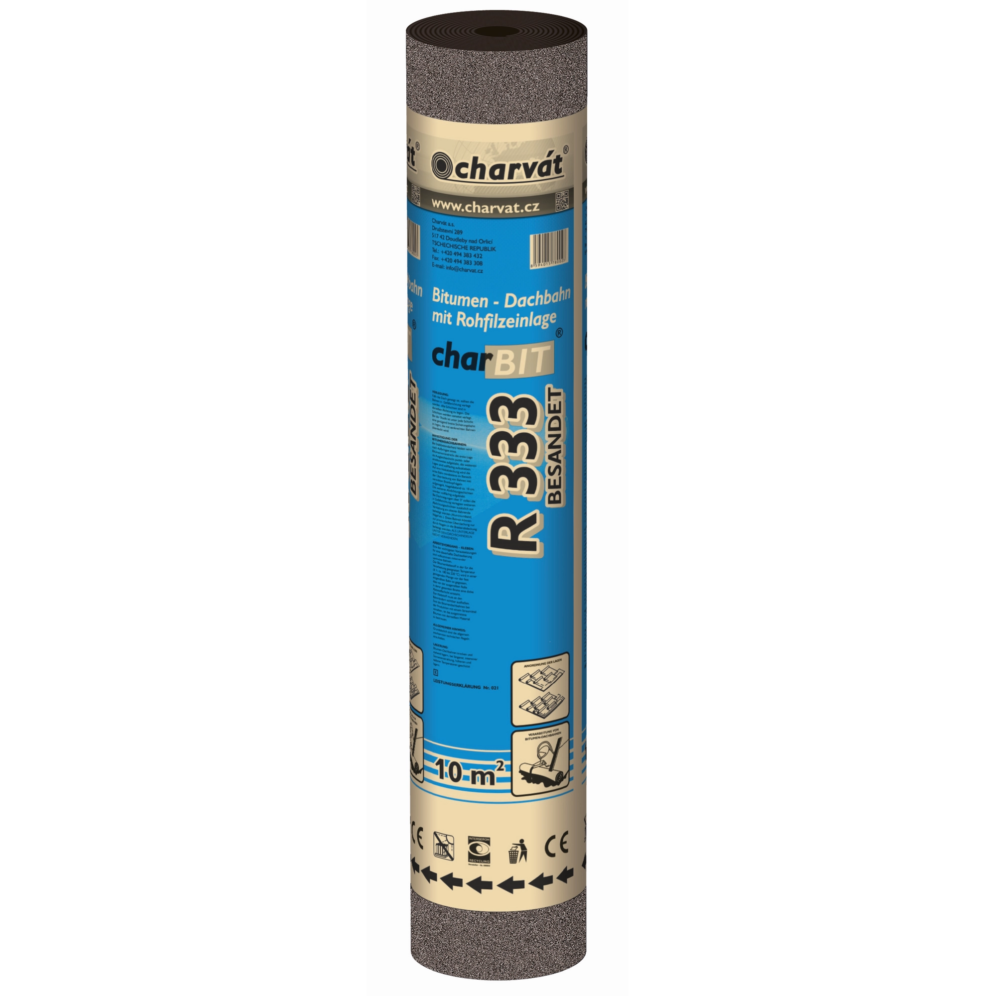 Charvat Bitumen-Dachbahn 'charBIT® R333' besandet 100 x 1000 cm