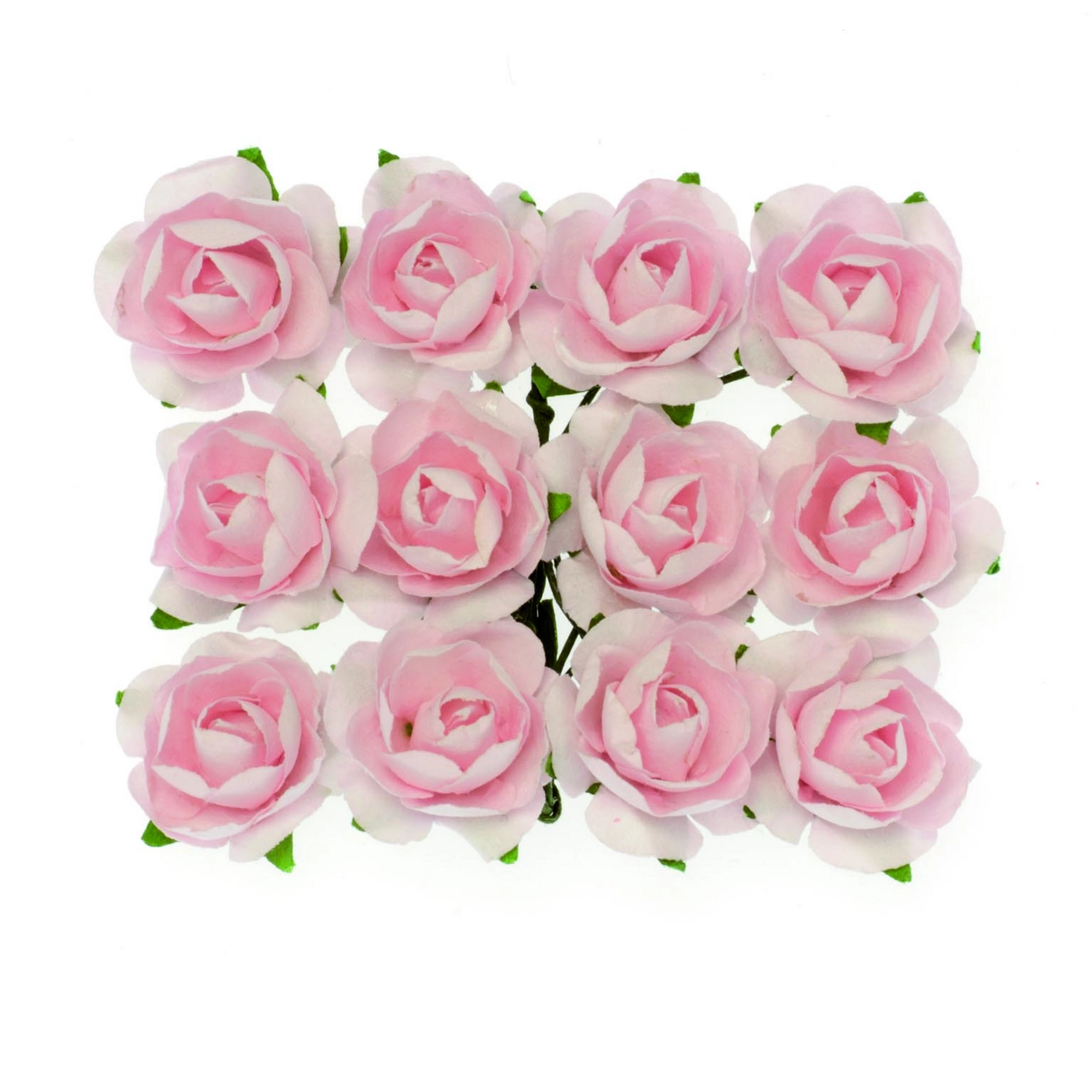 Glorex Deko-Röschen mit Draht, rosa, 18 mm, 12 Stück