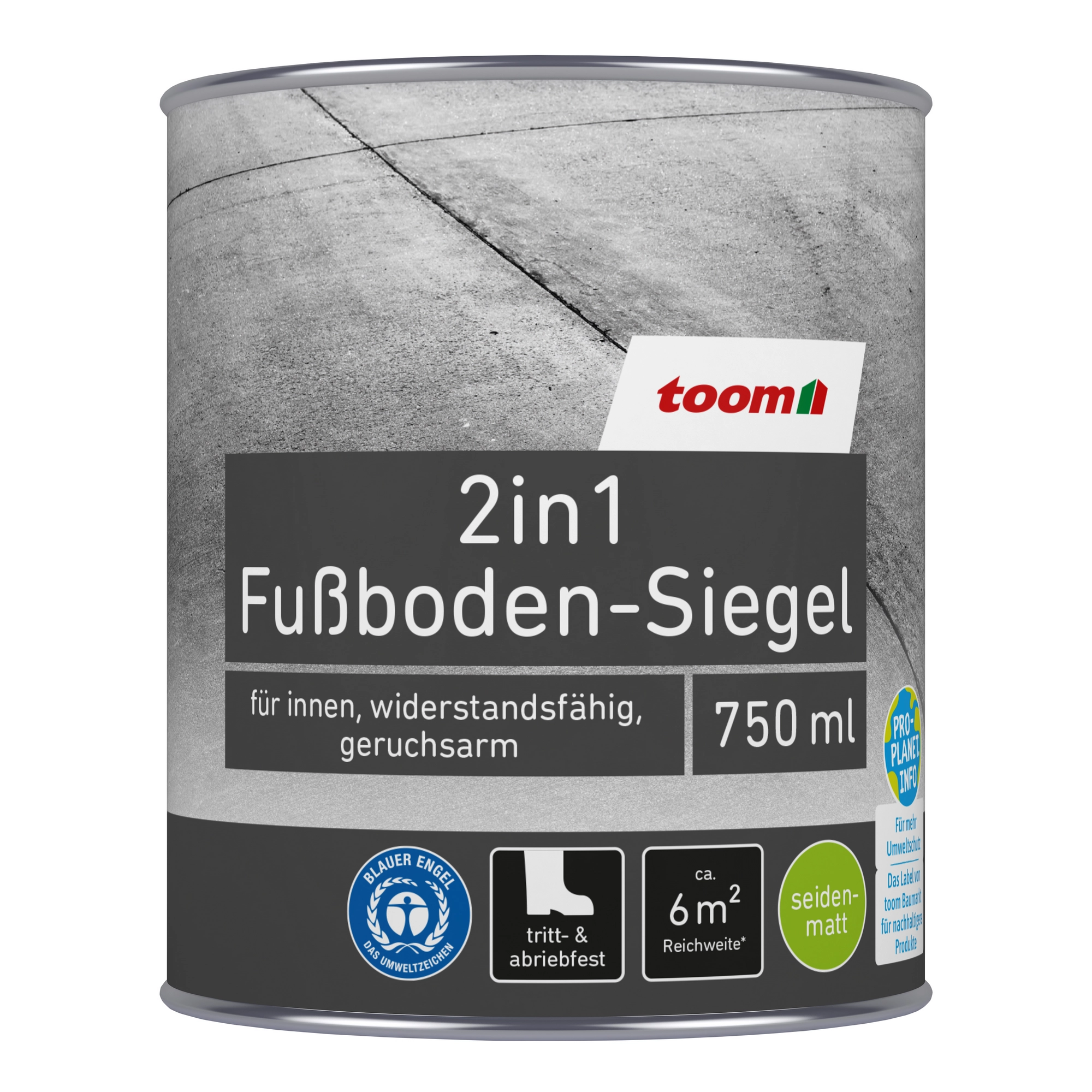 toom 2in1 Fußbodenlack silbergrau 750 ml