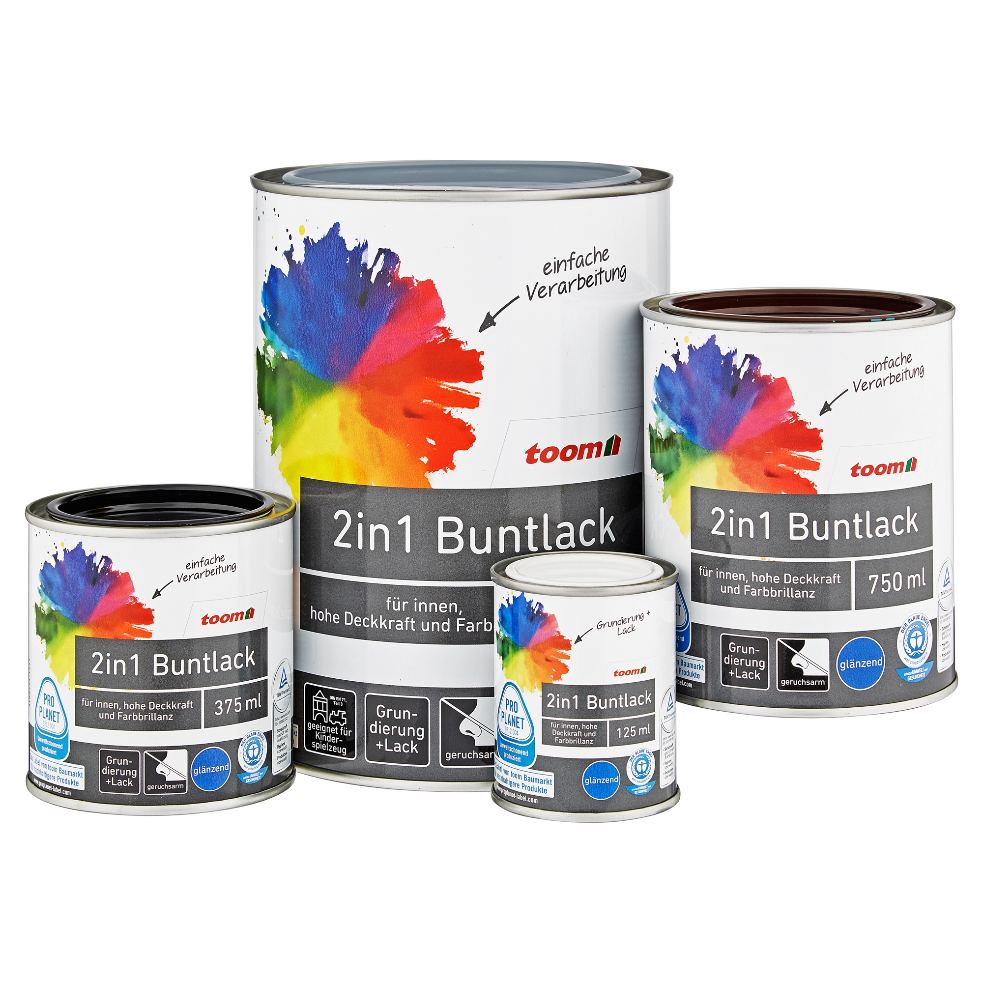 toom 2in1 Buntlack 'Blaupause' enzianblau glänzend 375 ml