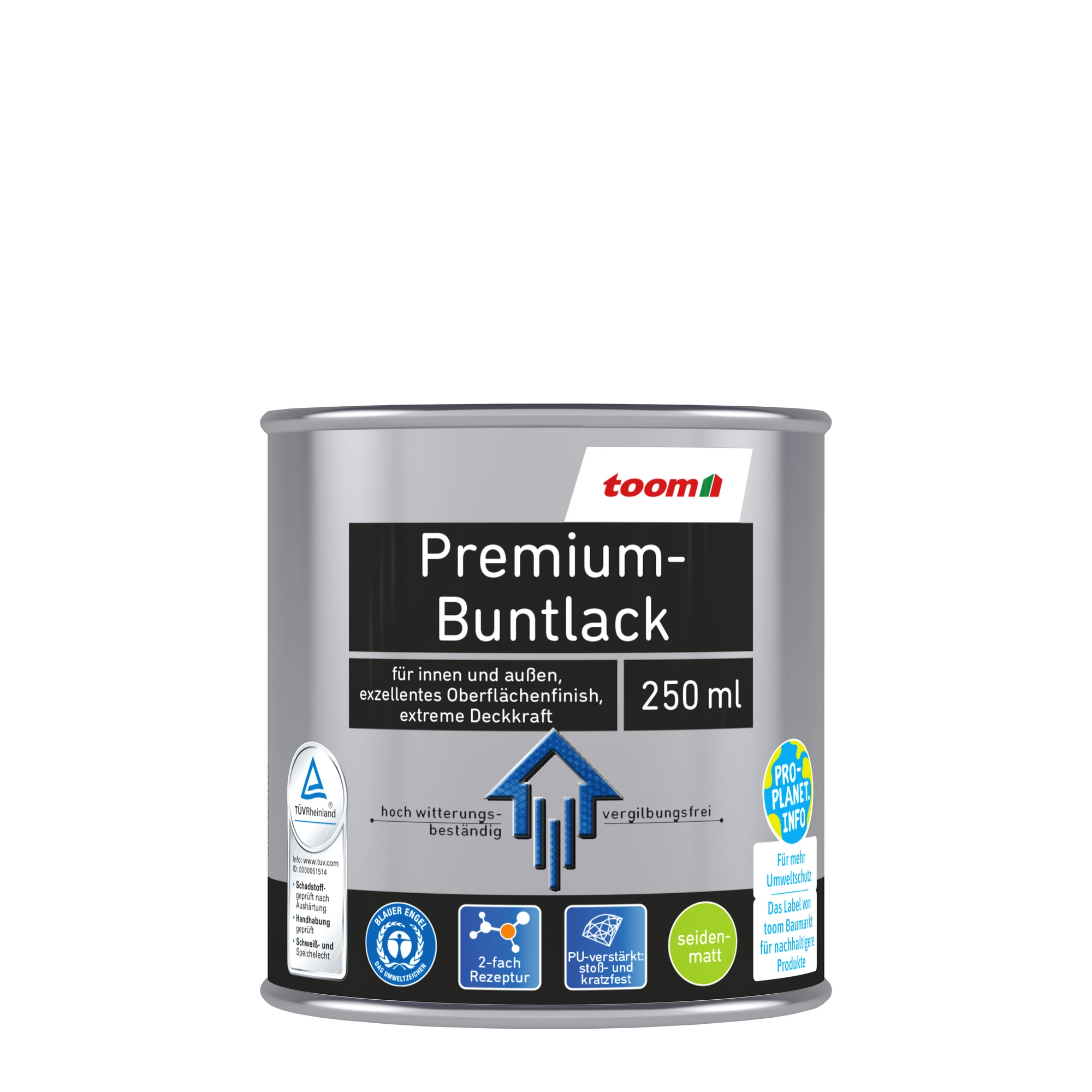 toom Premium-Buntlack signalweiß seidenmatt 250 ml