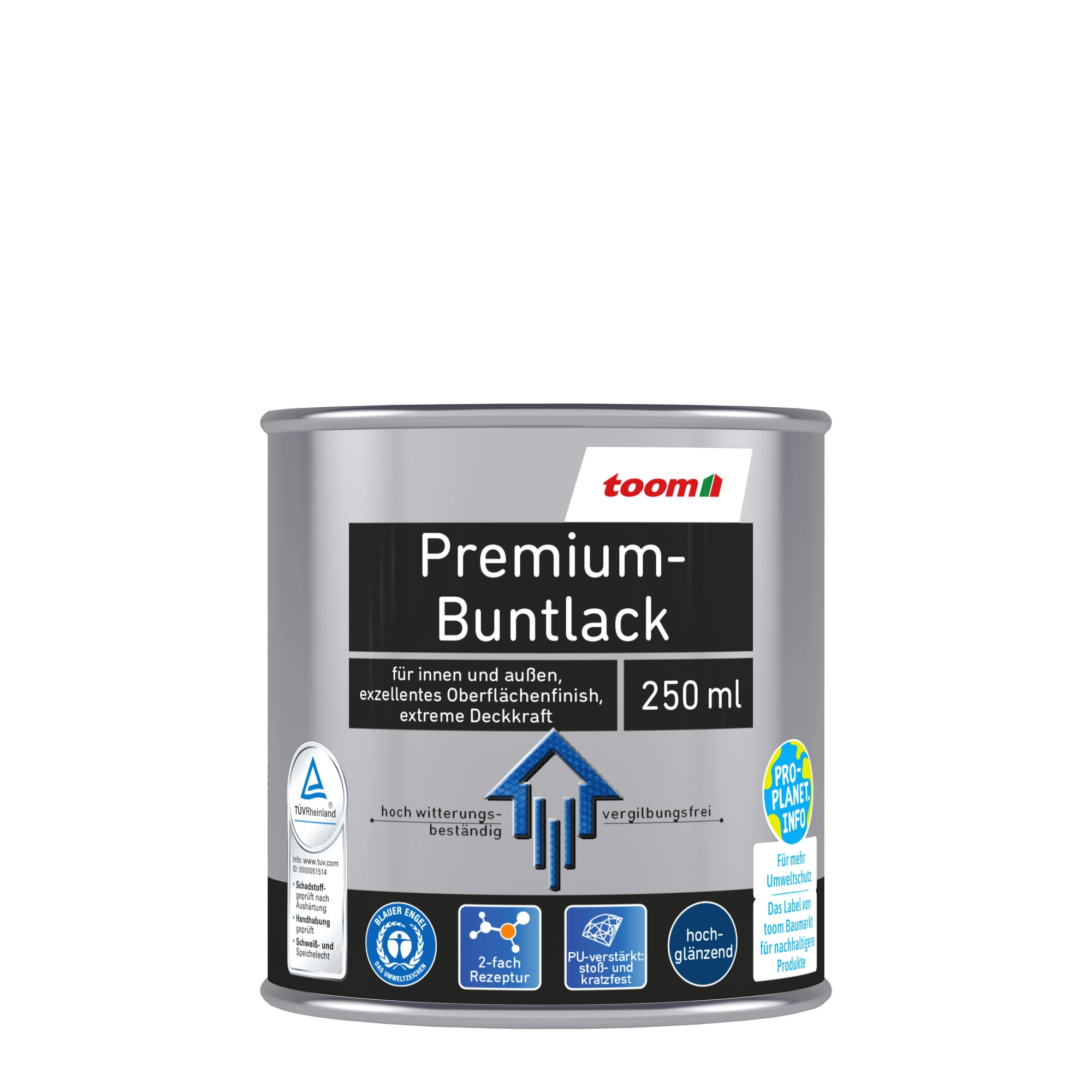 toom Premium-Buntlack grau glänzend 250 ml