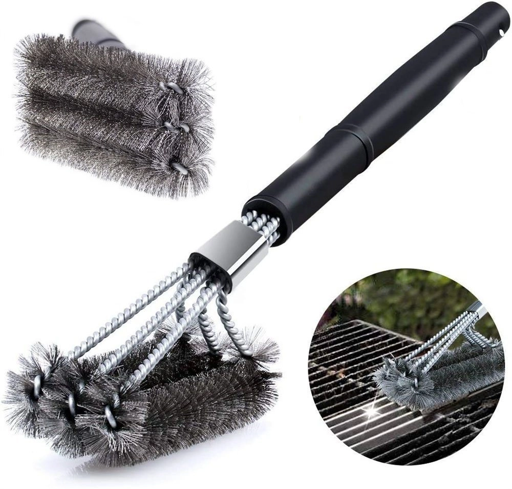 BOTRIBAS Grillbürste »Grillbürste, Grill bürste mit DREI Bürstenköpfe, 46cm Lange Grillrost Bürste mit Rutschfester Griff, Edelstahl Grillbürste, hartnäckigen Schmutz und Rost unkompliziert entfernen zu können«