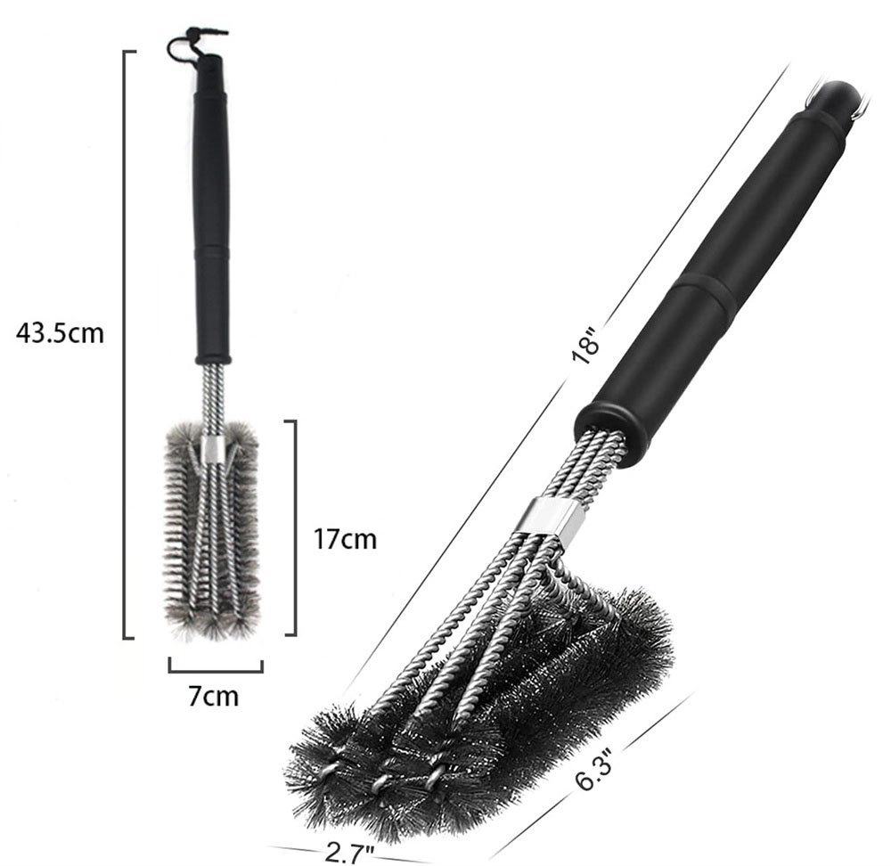 BOTRIBAS Grillbürste »Grillbürste, Grill bürste mit DREI Bürstenköpfe, 46cm Lange Grillrost Bürste mit Rutschfester Griff, Edelstahl Grillbürste, hartnäckigen Schmutz und Rost unkompliziert entfernen zu können«