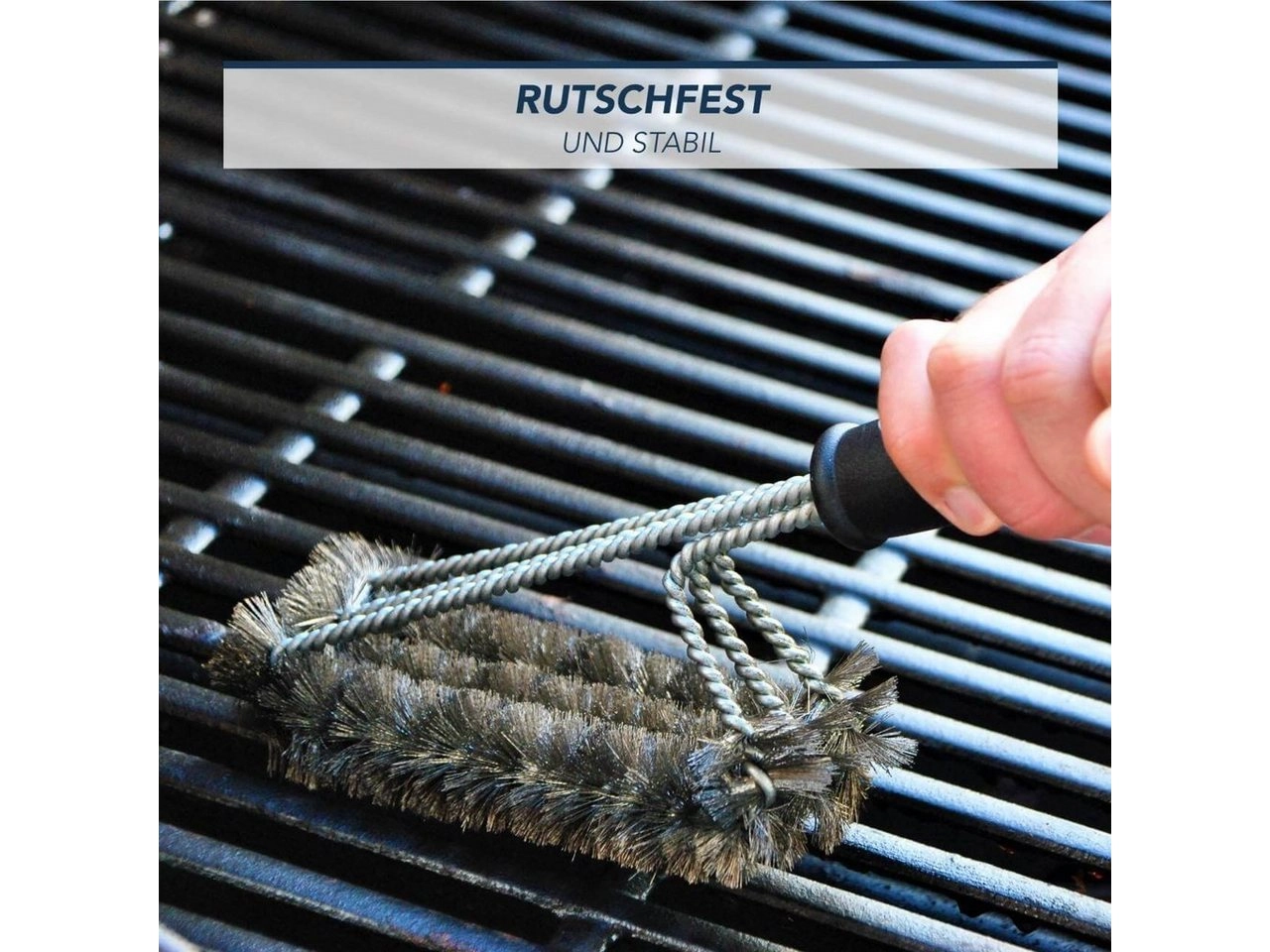 BlueCraft Grillbürste, Premium Grill-Bürste - Edelstahl Reinigungs-Bürste mit 360° Reinigung von Gas-Grill, Elektro-Grill & Holzkohle-Grill - Grill-Reiniger - Schwarz