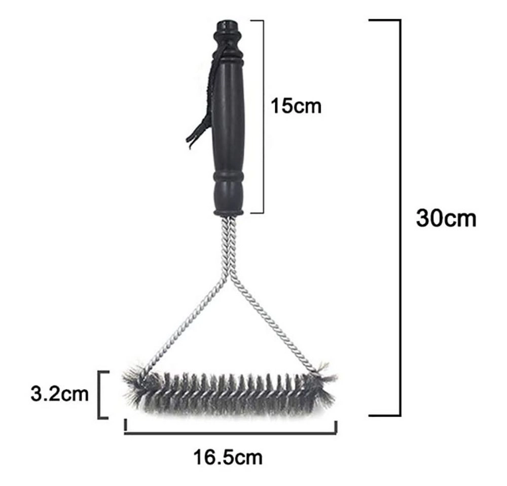 SHMSHNG Grillbürste, (1-tlg), Grillbürste 30 cm Langer Edelstahl Borsten PP Wärmedämmung Griff, BBQ Grill Bürste