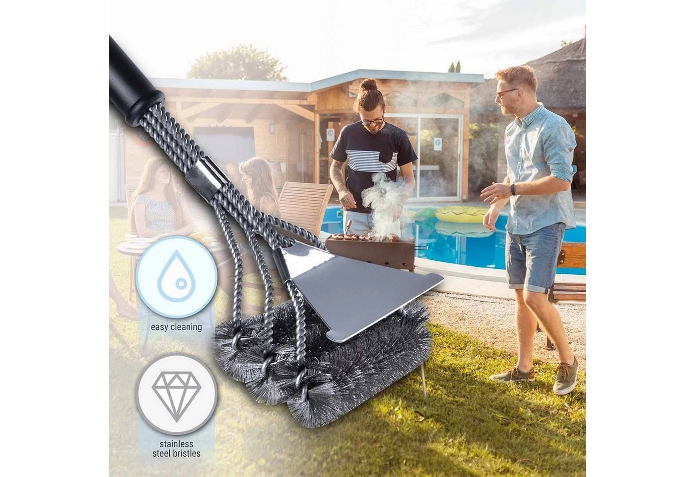 Dimono Grillbürste »für 360° Reinigung«, Profi, BBQ, Bürste, (aus Edelstahl), mit Tasche