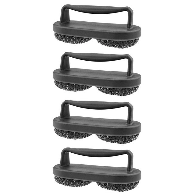Wellgro Grillbürste »Grillbürste mit zwei Edelstahlschwämmen - 20 x 10 cm (L x B), Edelstahl / Kunststoff, Schwarz - verschiedene Mengen wählbar«, (4-tlg)
