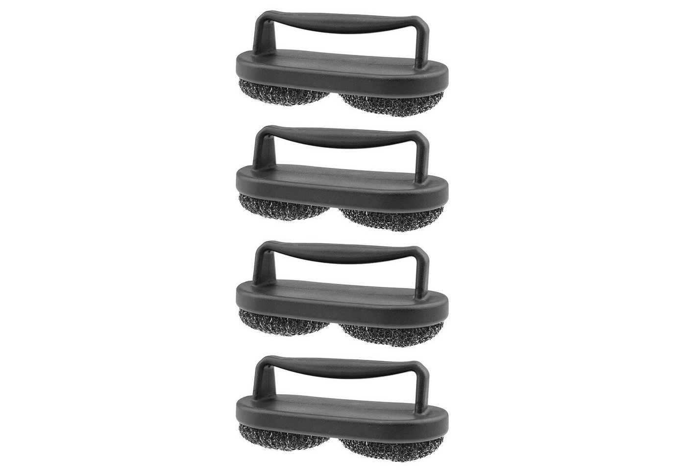 Wellgro Grillbürste »Grillbürste mit zwei Edelstahlschwämmen - 20 x 10 cm (L x B), Edelstahl / Kunststoff, Schwarz - verschiedene Mengen wählbar«, (4-tlg)