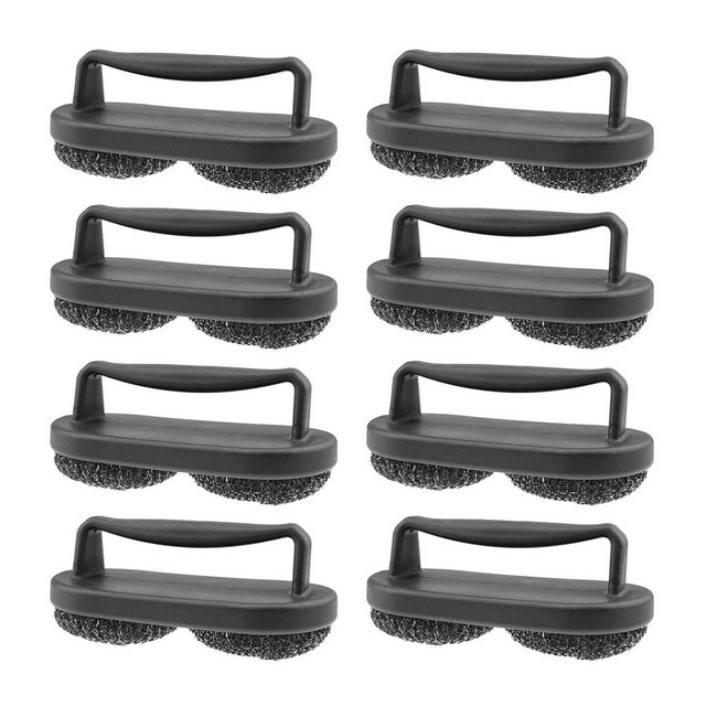 Wellgro Grillbürste »Grillbürste mit zwei Edelstahlschwämmen - 20 x 10 cm (L x B), Edelstahl / Kunststoff, Schwarz - verschiedene Mengen wählbar«, (8-tlg)