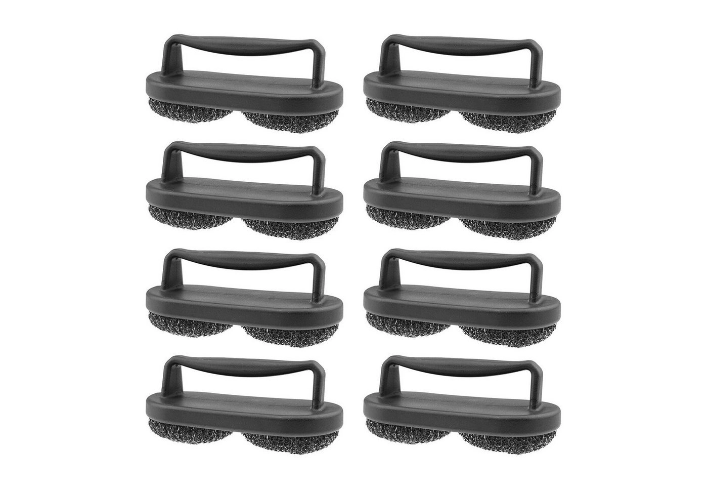 Wellgro Grillbürste »Grillbürste mit zwei Edelstahlschwämmen - 20 x 10 cm (L x B), Edelstahl / Kunststoff, Schwarz - verschiedene Mengen wählbar«, (8-tlg)