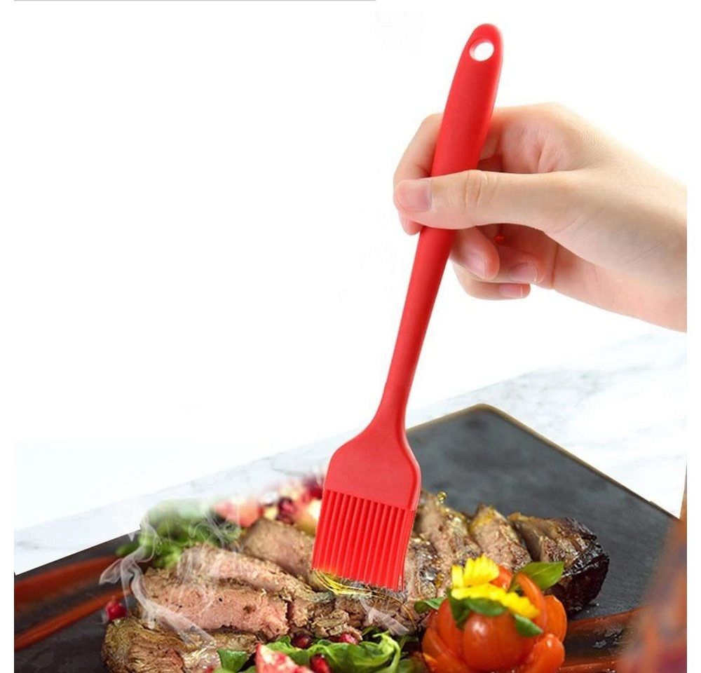 SHMSHNG Grillbürste »2 Stücke 21cm Silikon Backpinsel Basting Gebäckbürste Grillbürste Gebäck Kochbürste Öl Backbürsten Hitzebeständige Küche Pinsel Lebensmittel Spülmaschinengeeignet Backbürste Farbe Rot«, (Economy-Paket), hohe Temperaturbeständigkeit bi