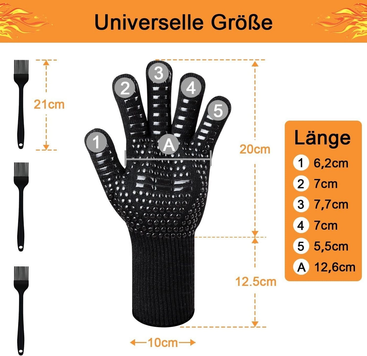 ELIAUK Hitzeschutzhandschuhe »Grillhandschuhe Hitzebeständig 800 Grad«