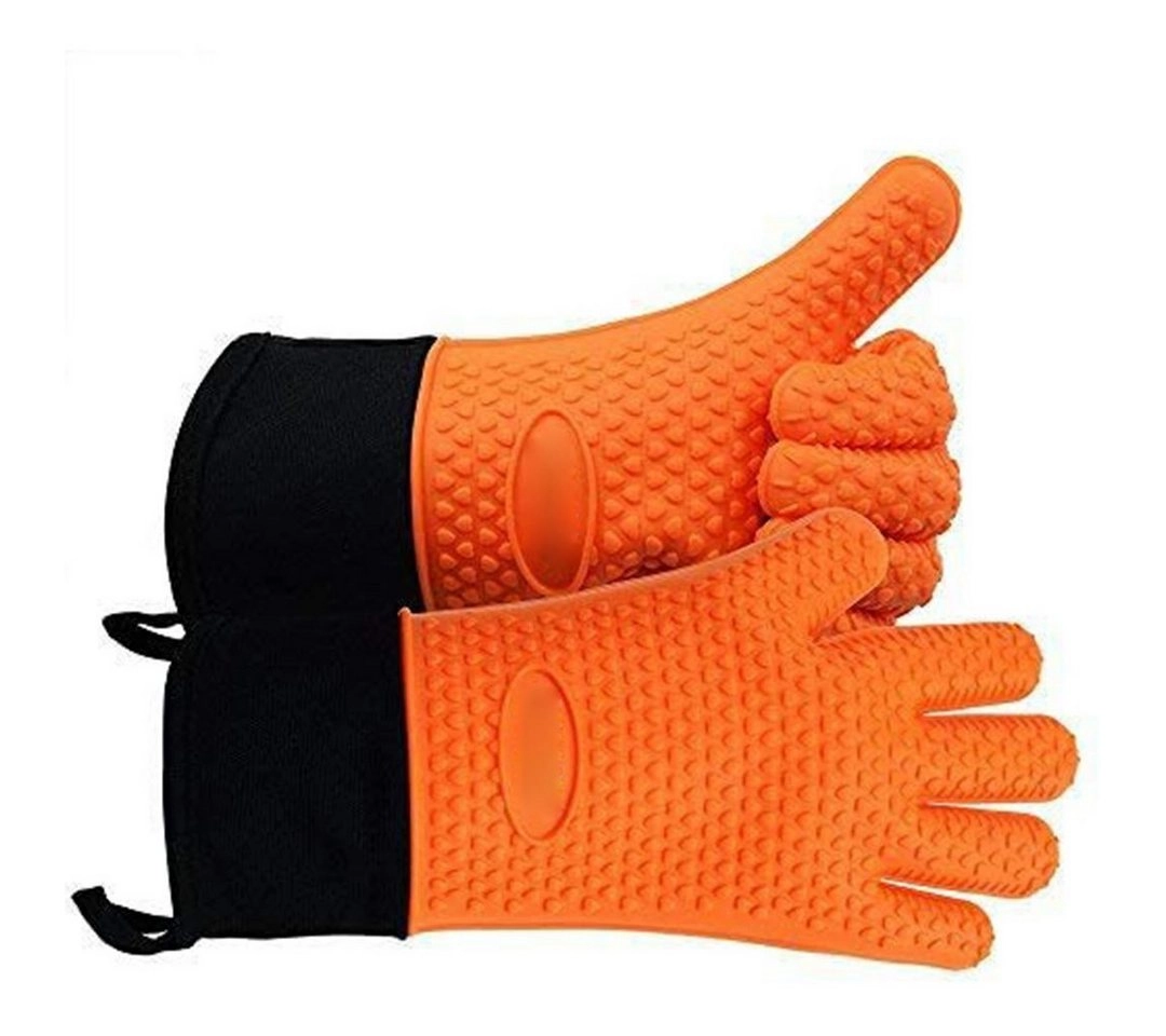 BEARSU Hitzeschutzhandschuhe »Hitzebeständige Handschuhe, Silikon-Ofenhandschuhe für Küche, Grillen, Unterarmschutz, rutschfest, wasserdicht mit interner Baumwollschicht zum Kochen, Backen, Grillen, Outdoor«
