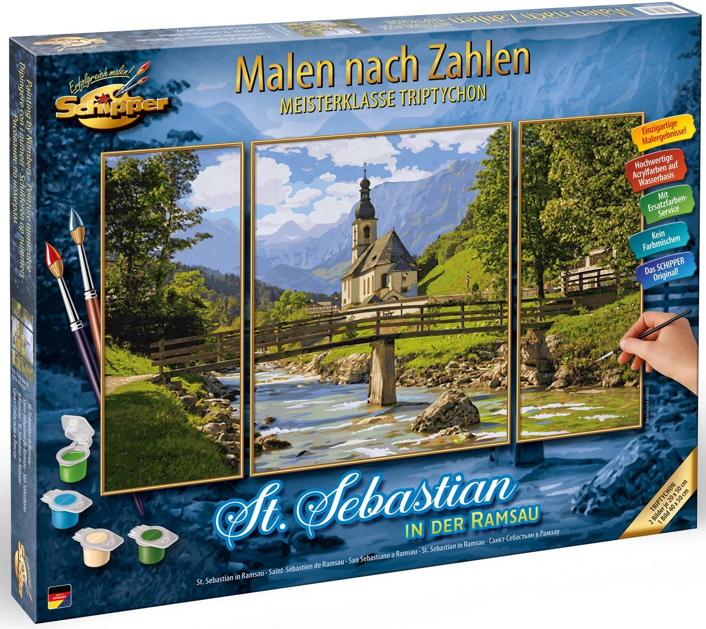 Schipper Malen nach Zahlen »Meisterklasse Triptychon - St. Sebastian in der Ramsau«, Made in Germany