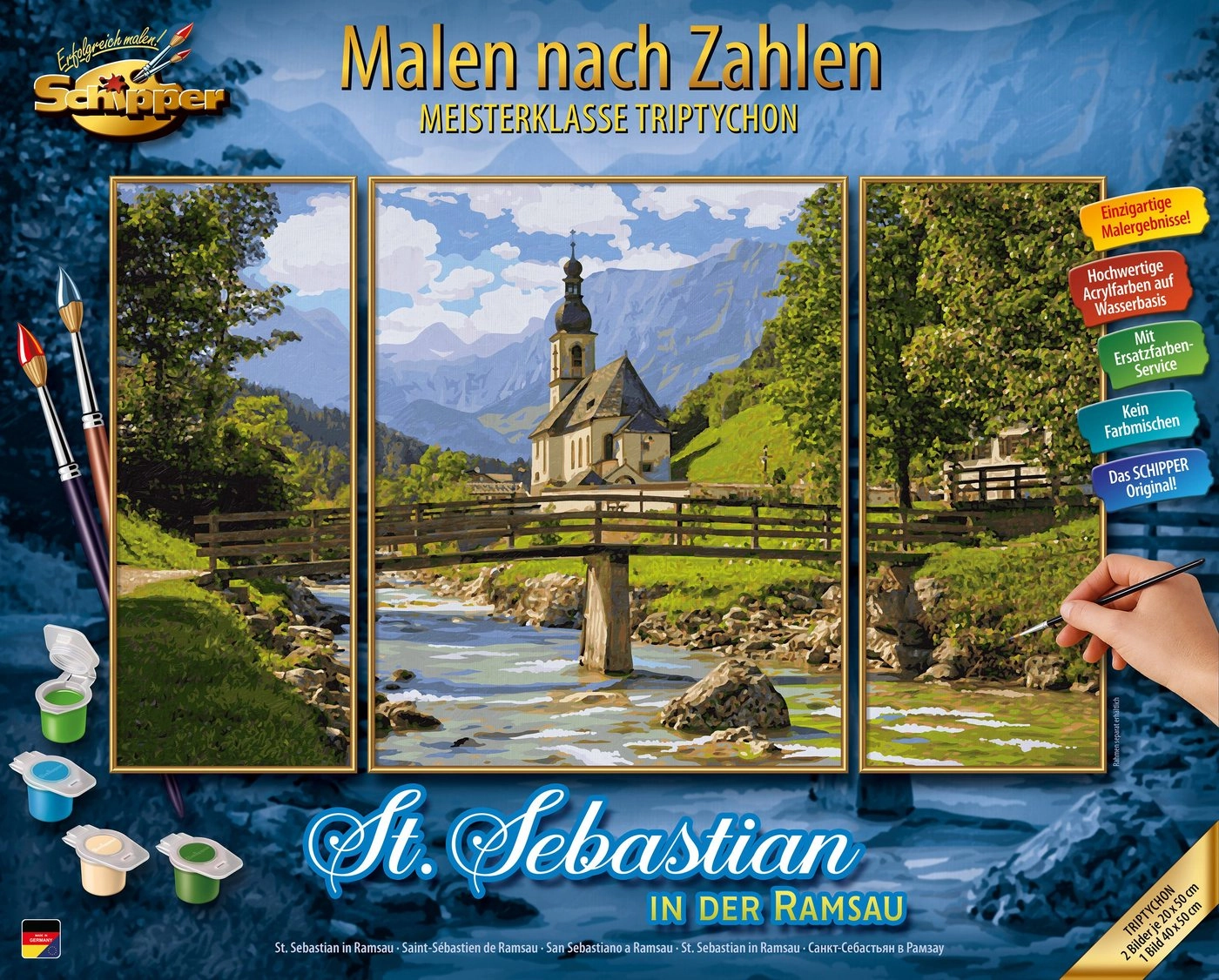 Schipper Malen nach Zahlen »Meisterklasse Triptychon - St. Sebastian in der Ramsau«, Made in Germany