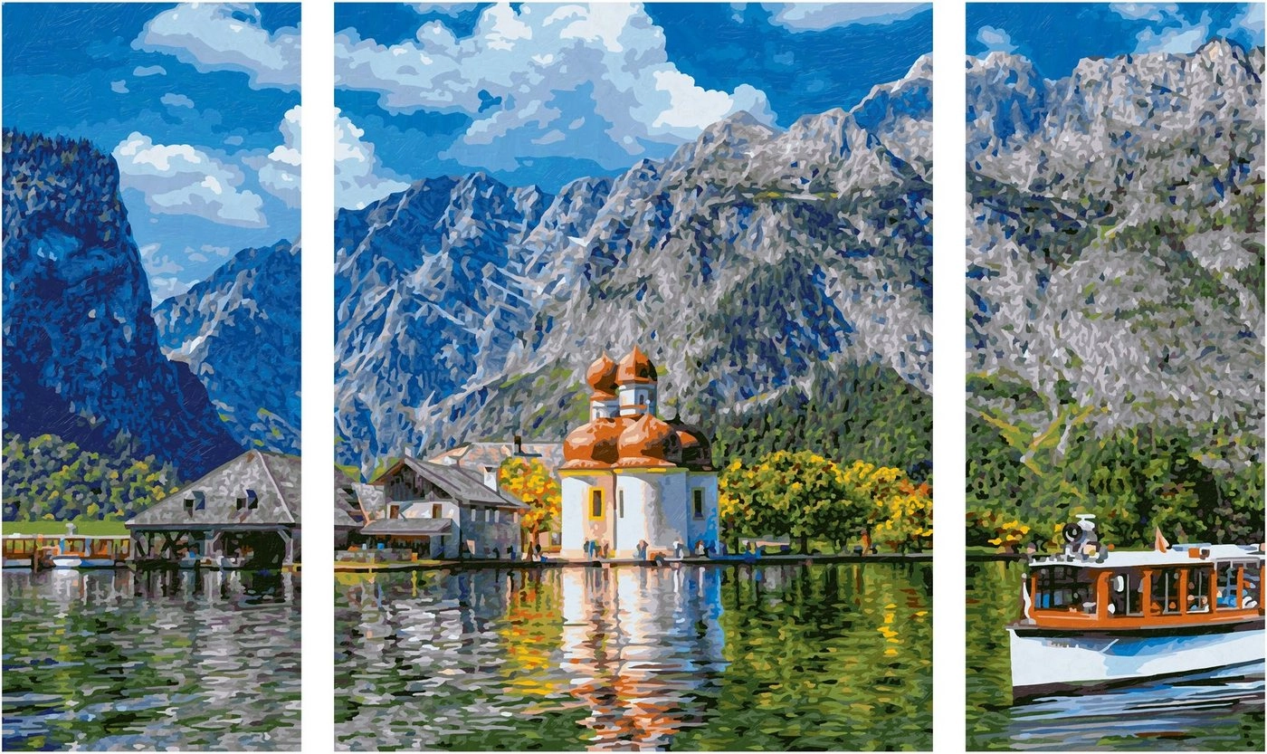 Schipper Malen nach Zahlen »Meisterklasse Triptychon - St. Bartholomä am Königssee«, Made in Germany